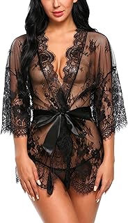Avidlove Women's Lace Kimono Robe Doll Underwear Mesh Pajamas S-5XL