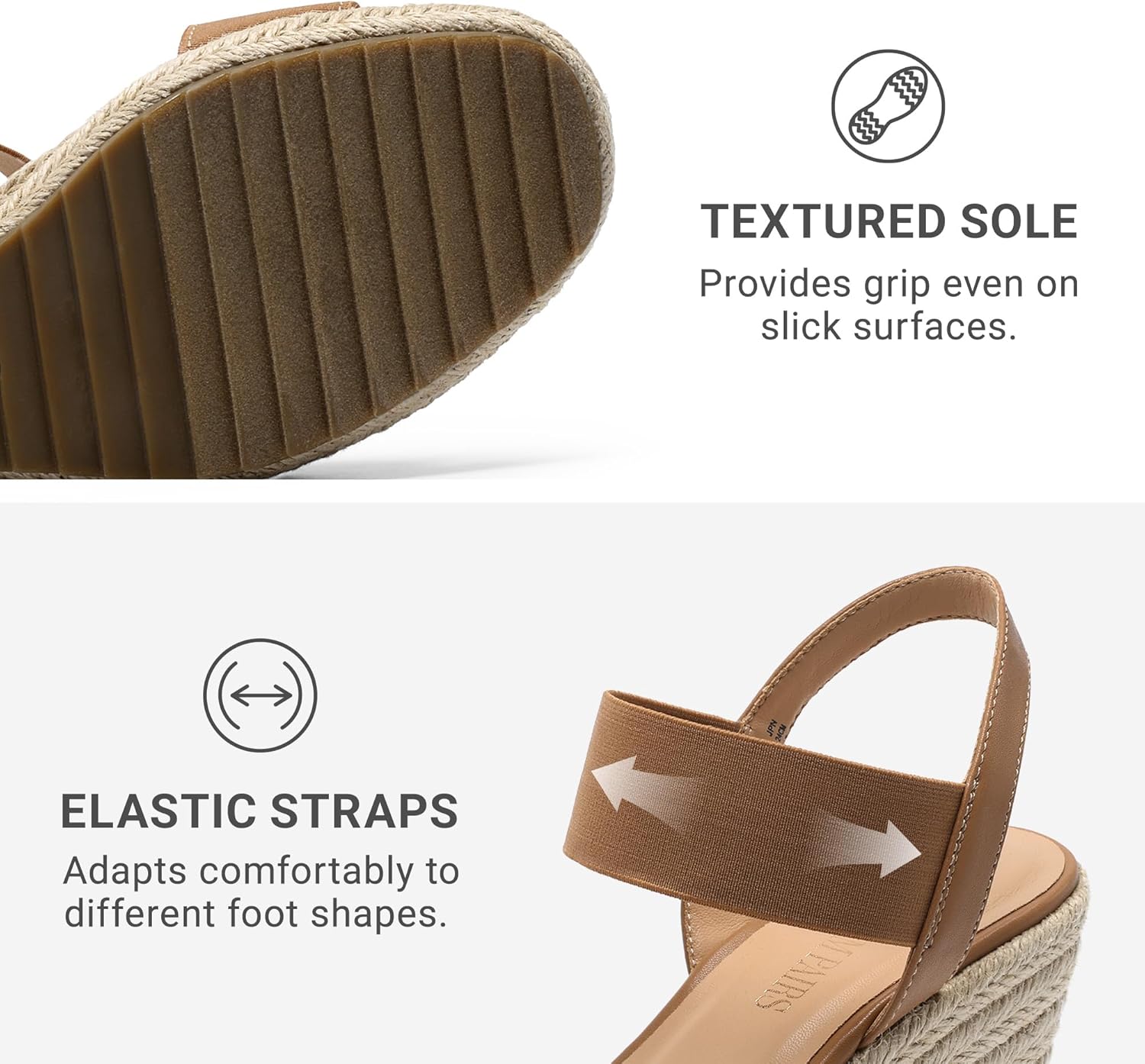 DREAM PAIRS Womens Open Toe Espadrilles Dressy Platform Sandals Slip on Elastic Ankle Strap Wedges Sandals - Image 3