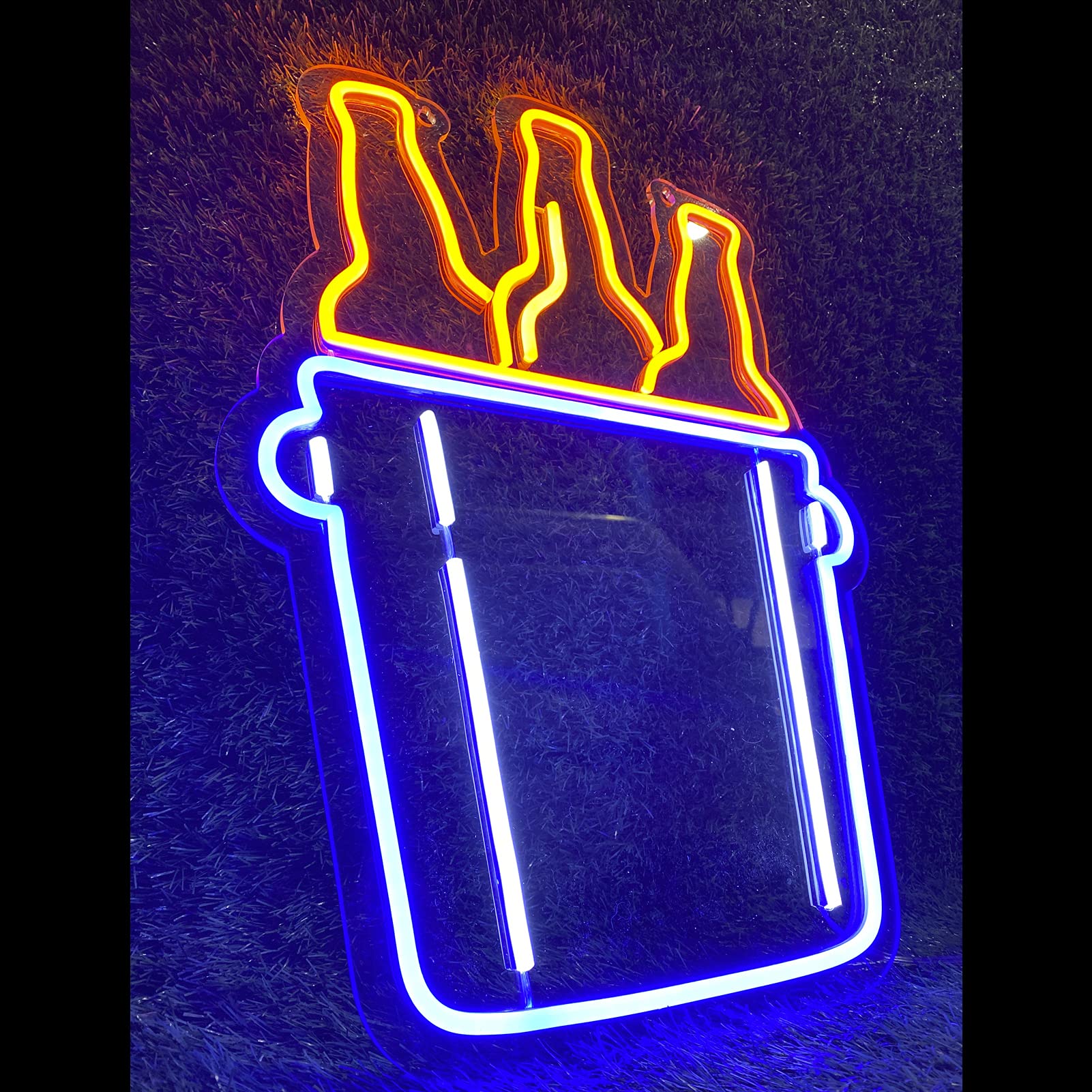 Neon Luces Pared Carteles Letrero Comida Restaurante Feliz -55cm - Personalizable - Multi modelos para elegir - Con Mando a la Distancia- Interior (Neón Cubo de Cervezas)
