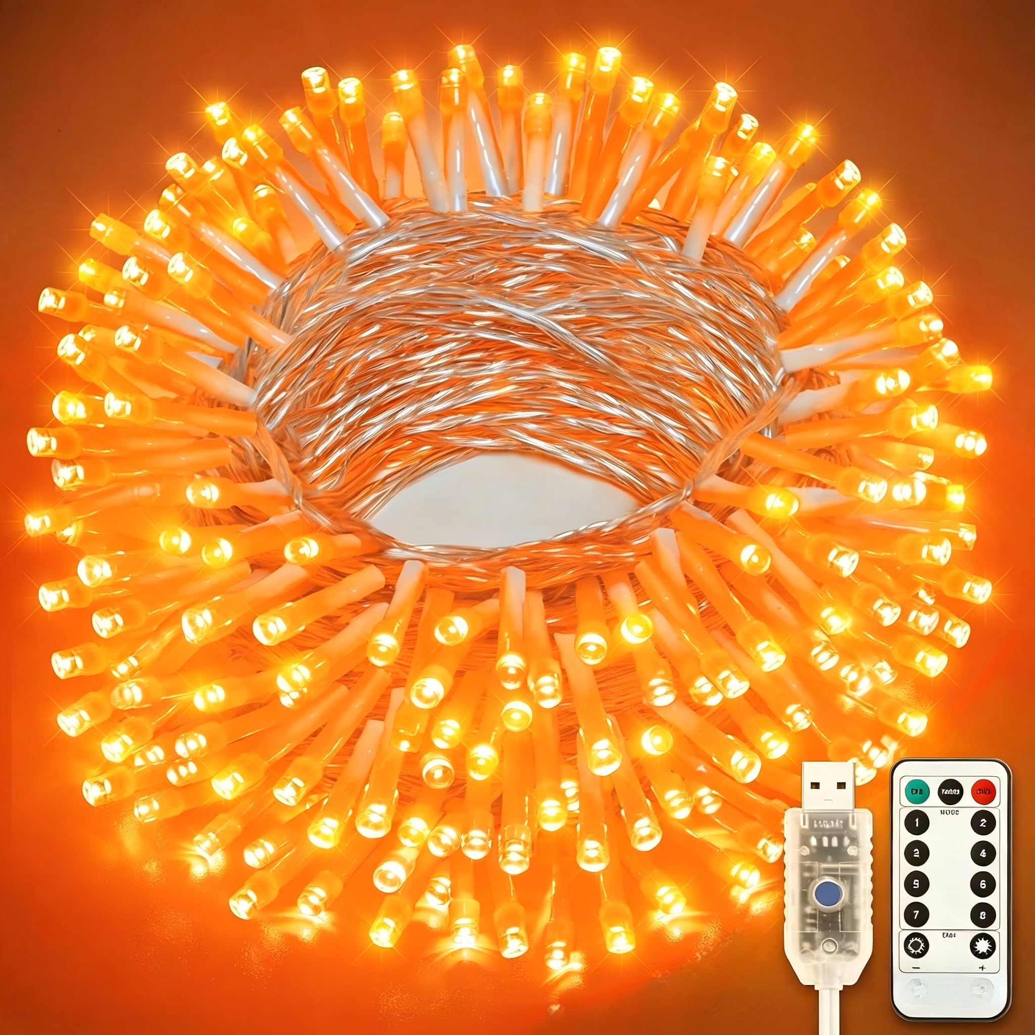 Luces de hadas 200LED impermeables para iluminar fachadas exteriores sin usar enchufes 8