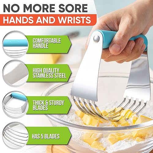 Miniatura 27 de Spring Chef Batidora de masa de tamaño mediano para hornear, herramienta cortadora de masa de acero inoxidable, herramienta manual de cortador