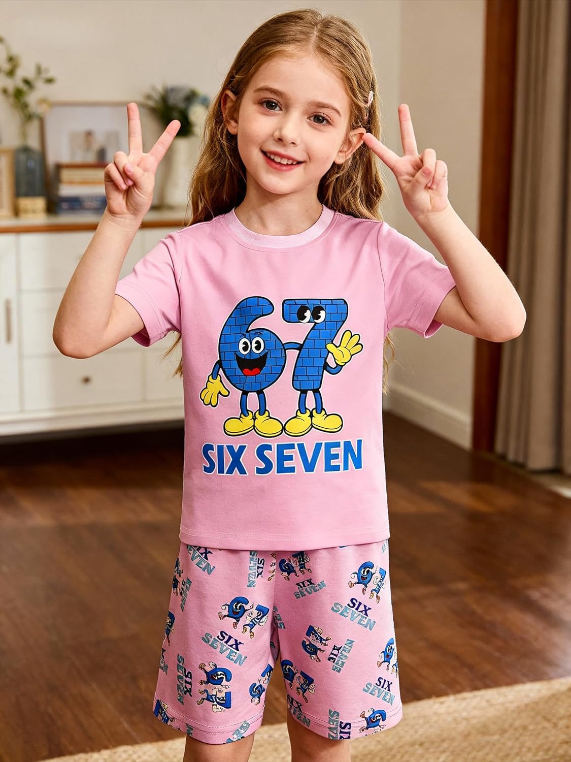 Boys Girls 67 Meme Shirts Pants Set Kids Teens Six Seven Home Casual Clothes Outfit Playwear 5-14Y