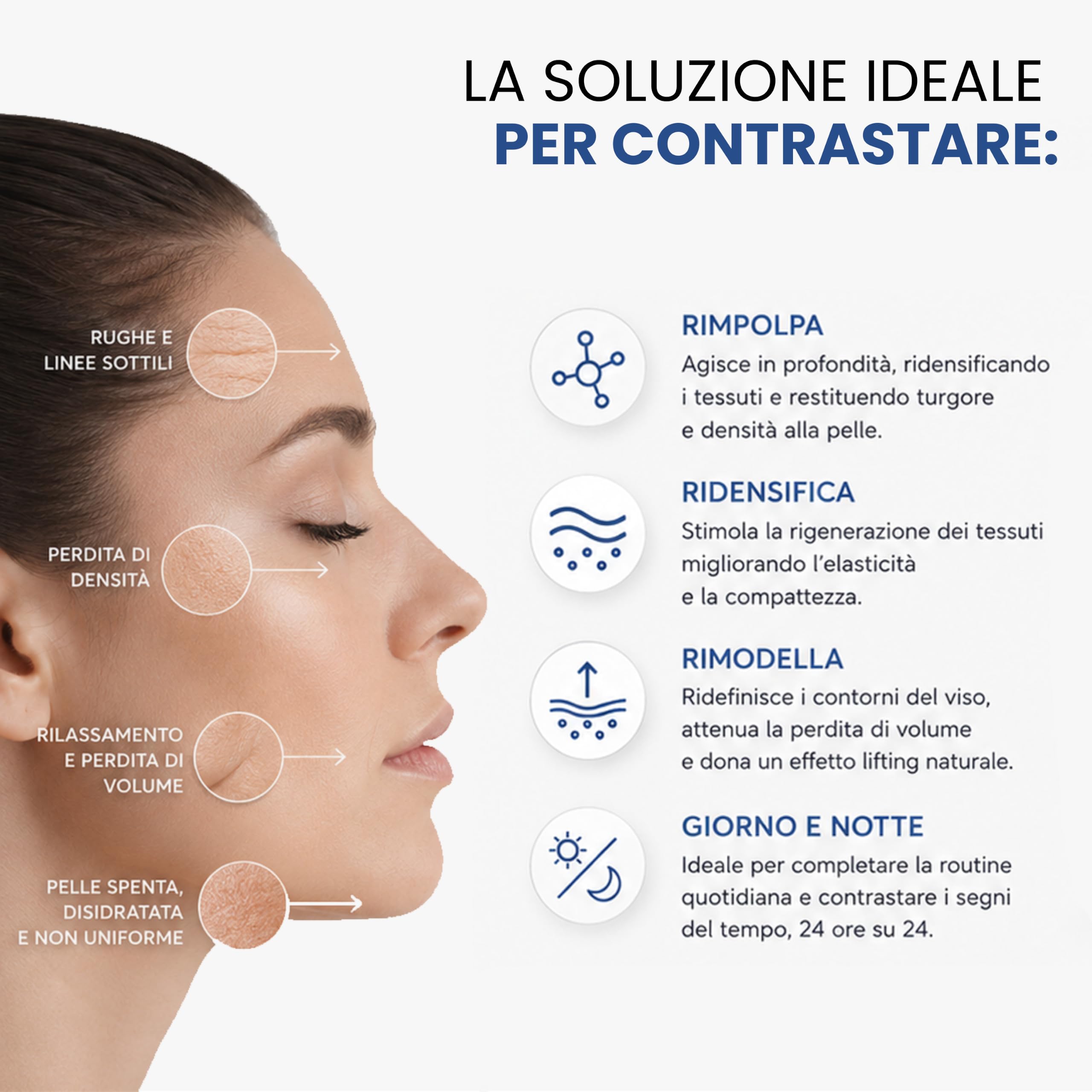 Collagenil Re‑Pulp 3D Anti‑Aging Gesichtscreme – Tages‑ und Nachtcreme mit Hyaluronsäure & Kollagen, aufpolsternd und straffend für Gesicht, Hals & Dekolleté, Made in Italy, 50 ml