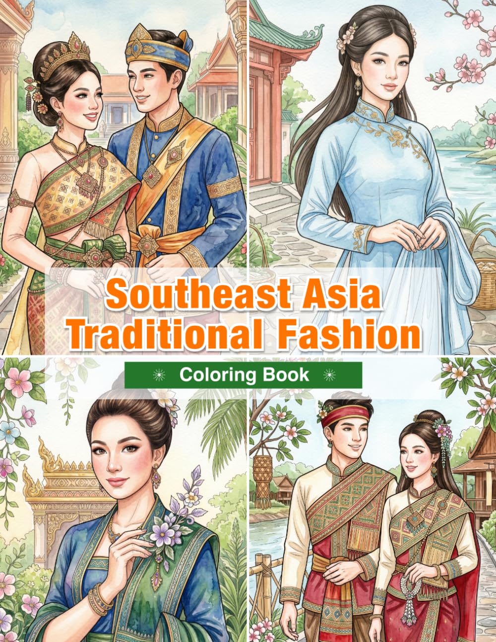 Southeast Asia Traditional Fashion Coloring Book for Adults: Traditional Clothing from Thailand, Vietnam, Laos, Cambodia, Myanmar, Indonesia, the ... Life Traditions (World Traditional Fashion)