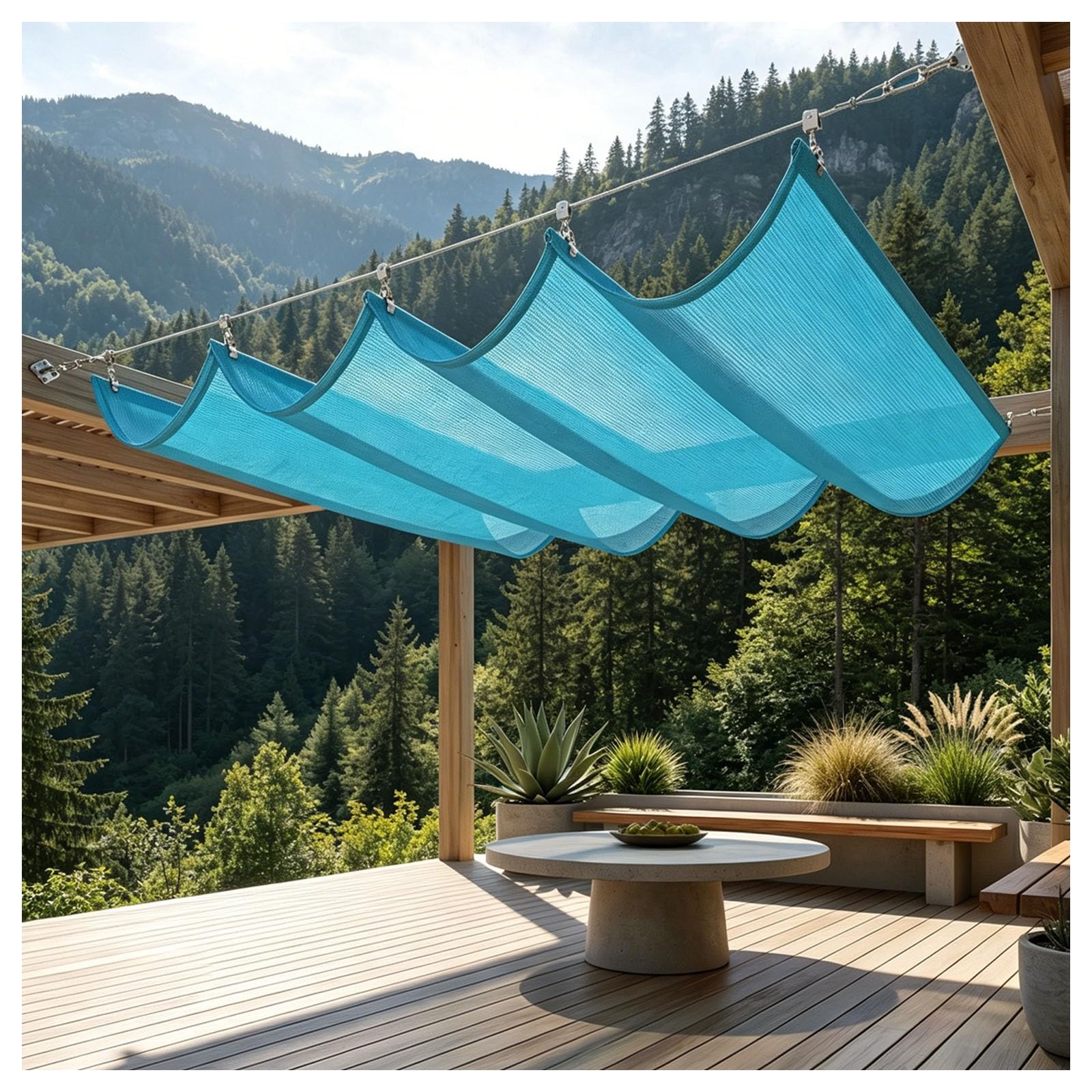 Voile d'Ombrage à Vagues Facile À Installer pour Éviter la Chaleur Sous la Serre