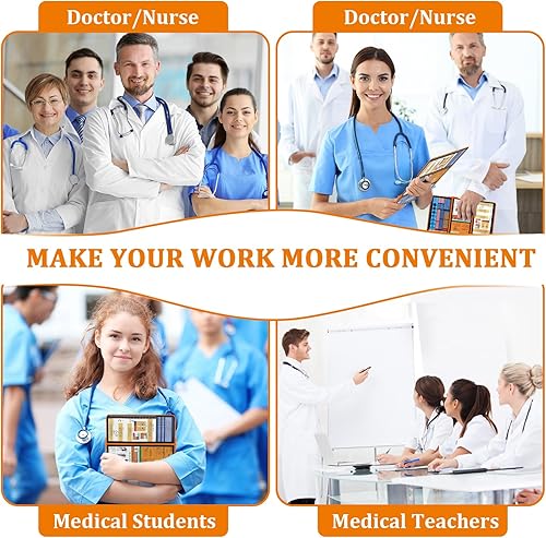 Miniatura 6 de Portapapeles de enfermería, portapapeles de enfermería plegable con edición médica y enfermería, hojas de trucos de 3 capas de aluminio, bloc de