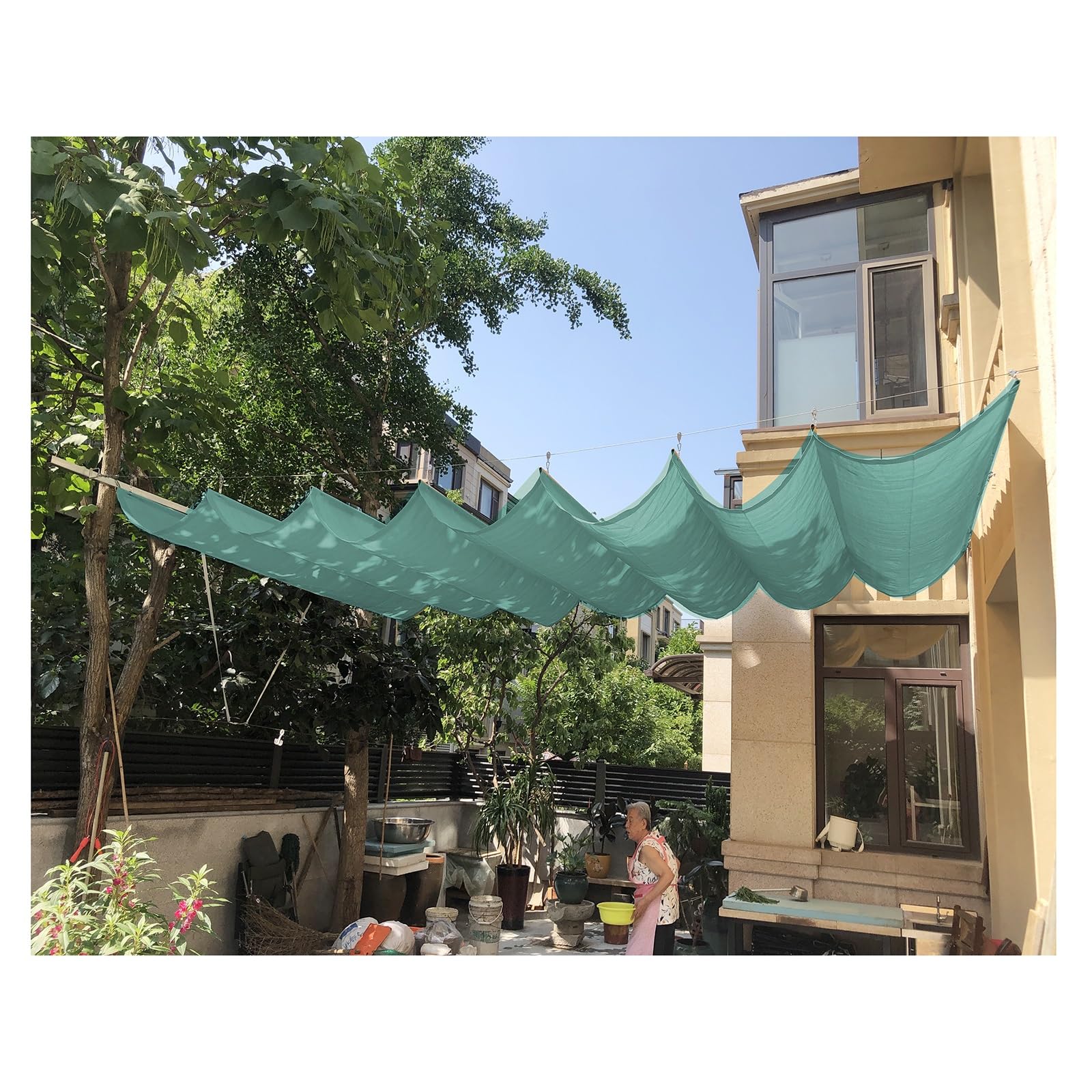 Auvent de gazebo de terrasse voile d'ombrage vague pour salon de jardin