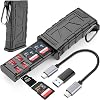 AboveTEK High-Speed SD Card Reader, 2-in-1 SDMicro SD Card Holder & Reader, USB 3.1 Type-C UHS-II SD Cards Storage Case for Camera Memory Cards, Compatible with iPhone, Drones, Action Cameras, Tablet