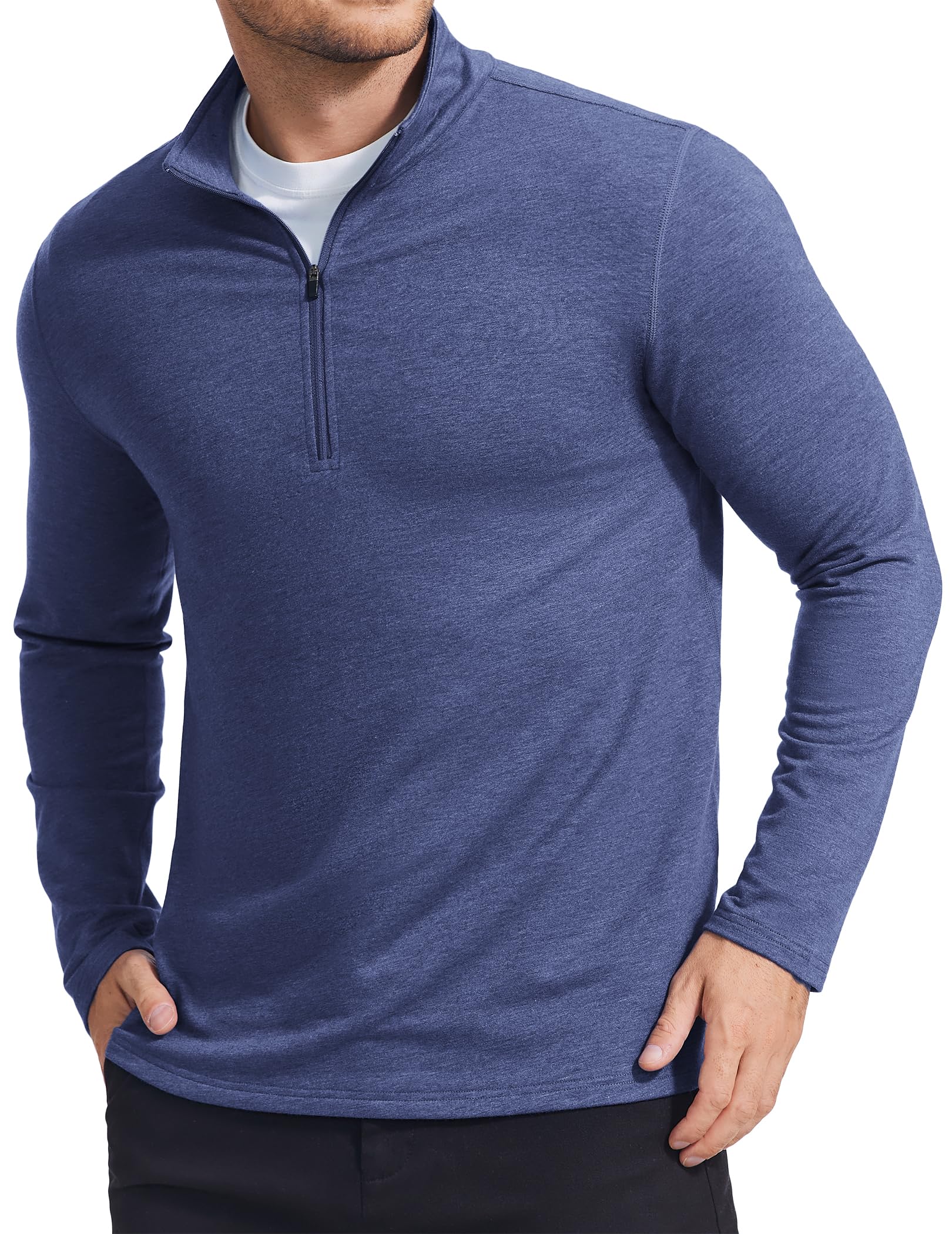 PINSPARK Sweatshirt Herren 1/4 Zip Stehkragen Pullover Langarm ohne Kapuze Sweatshirts Basic Langarmshirts Atmungsaktiv Casual Fitness Trainingsshirt