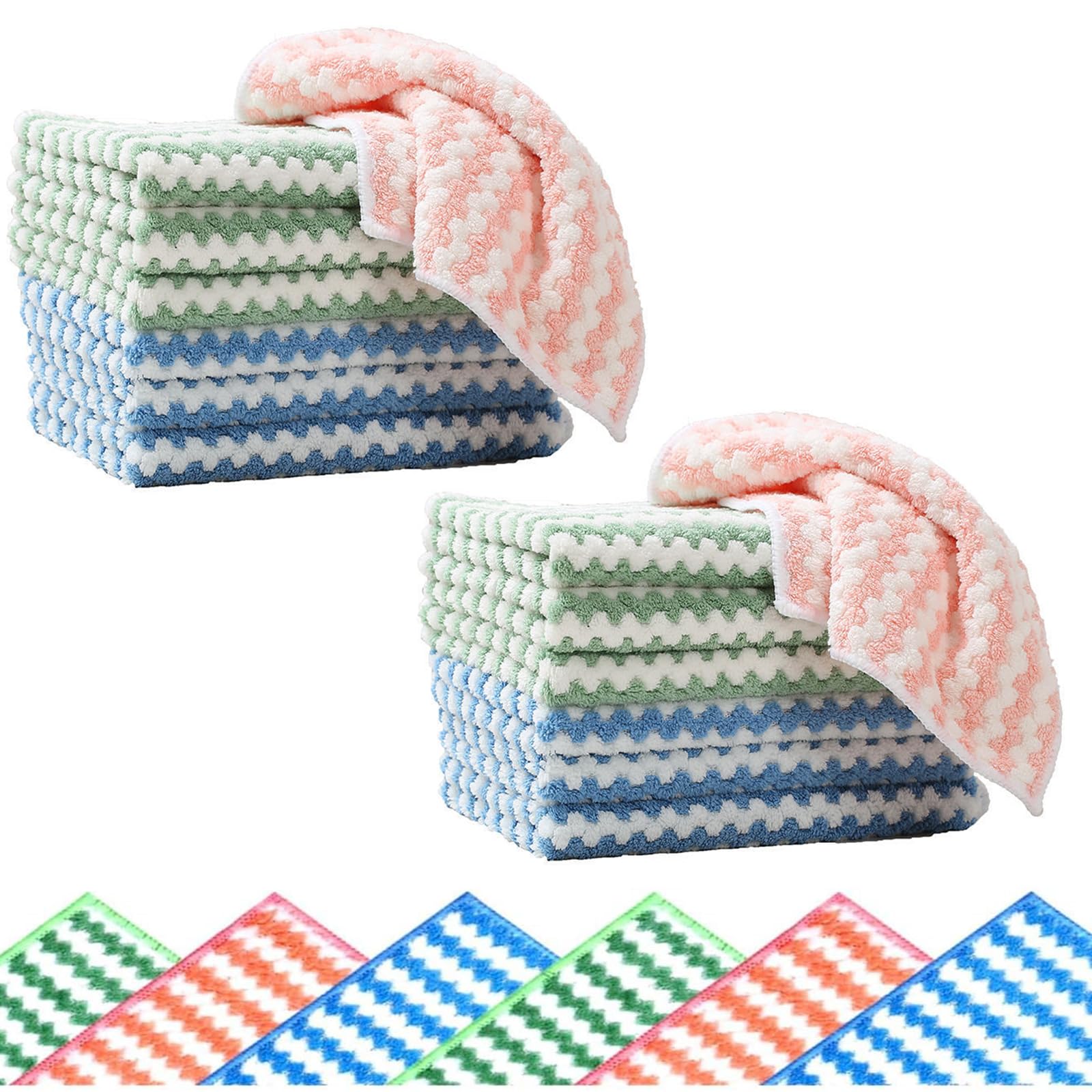 10 Pcs VyLinox Absorb Ease Cloths - Double - Sided Ultra - Absorbent Microfiber Scrubber Vylinox Cleaning Rag, All - Purpose Streak - Free Reusable Washable Dish Towels for Kitchen (20 Articles)