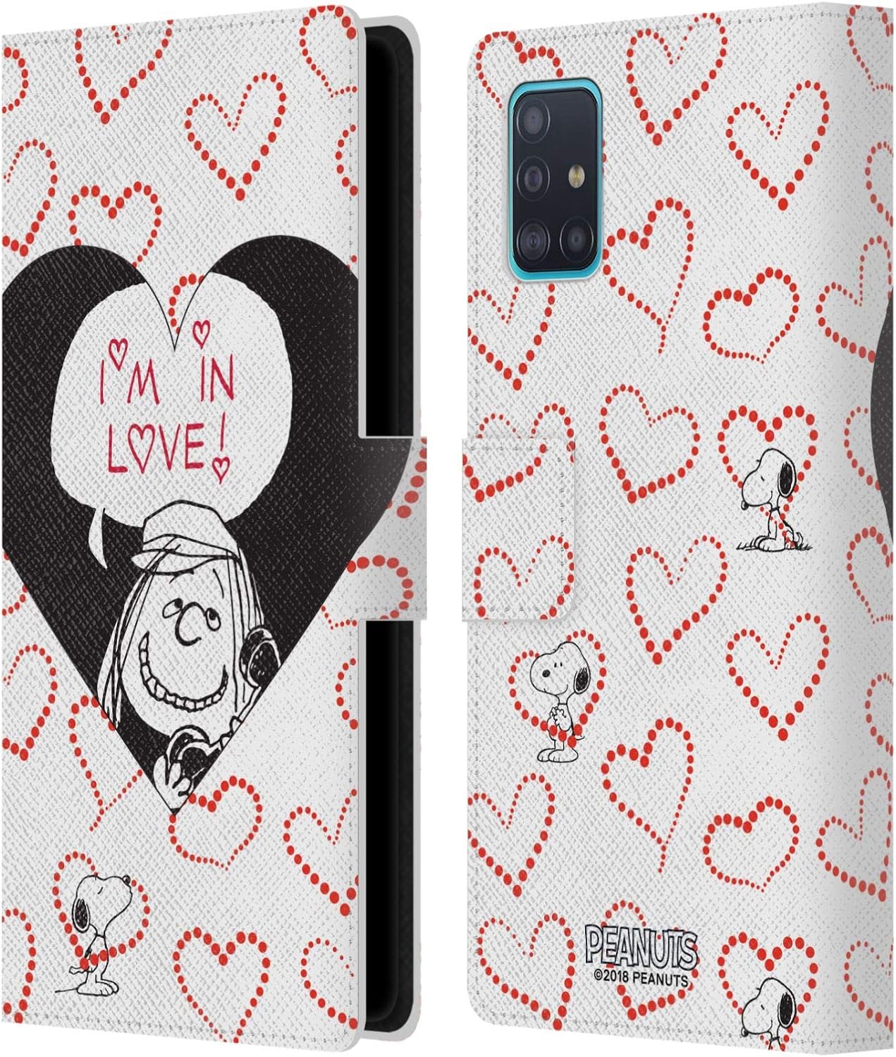 Head Case Designs Officially Licensed Peanuts Peppermint Patty in Love Sealed with A Kiss Leather Wallet Case Compatible with Samsung Galaxy A51 (2019)