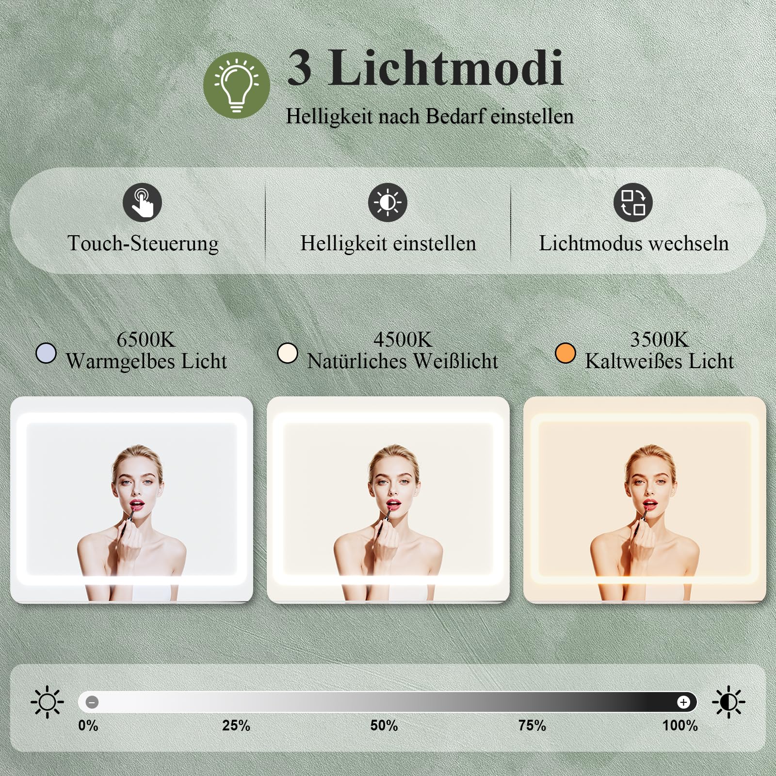 TRIUMPHKEY Schminktisch mit Spiegel und Beleuchtung, 135 cm Schminktisch Groß mit Steckdose, USB, Schubladen & Glasplatte – Weißer Vanity Tisch als Frisiertisch/Dressing Table für Schlafzimmer