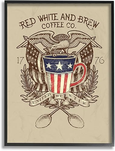 Miniatura 10 de Stupell Industries Red White and Brew Coffee Co - Lienzo decorativo para pared, 24 x 30 pulgadas, multicolor