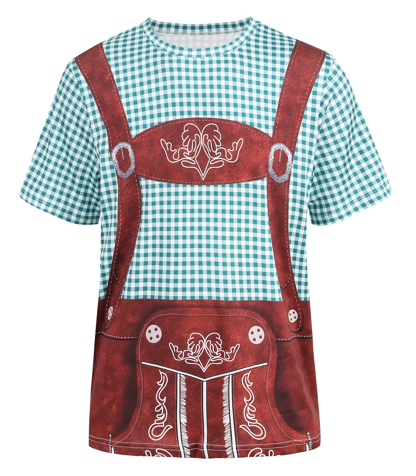 yolsun Oktoberfest Men's Short Sleeve Bavarian German Lederhosen T-Shirt Costume