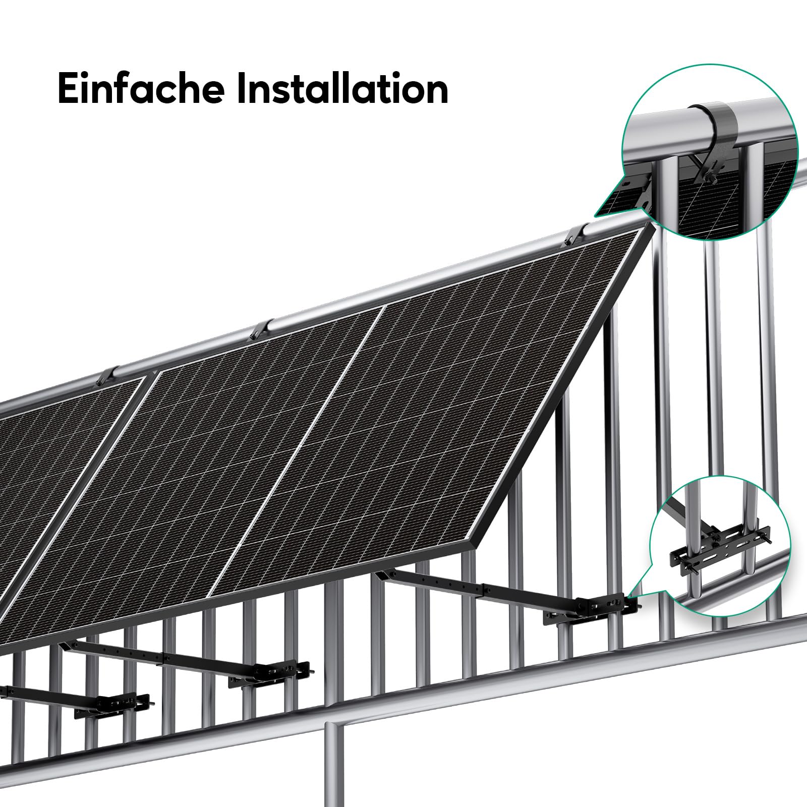 Zendure Solarmodul-Balkonhalterung, Verstellbarer Winkel (0-40°), Auszugslänge 41-65 cm, Einfache Montage, Geeignet für 2 Photovoltaikmodule