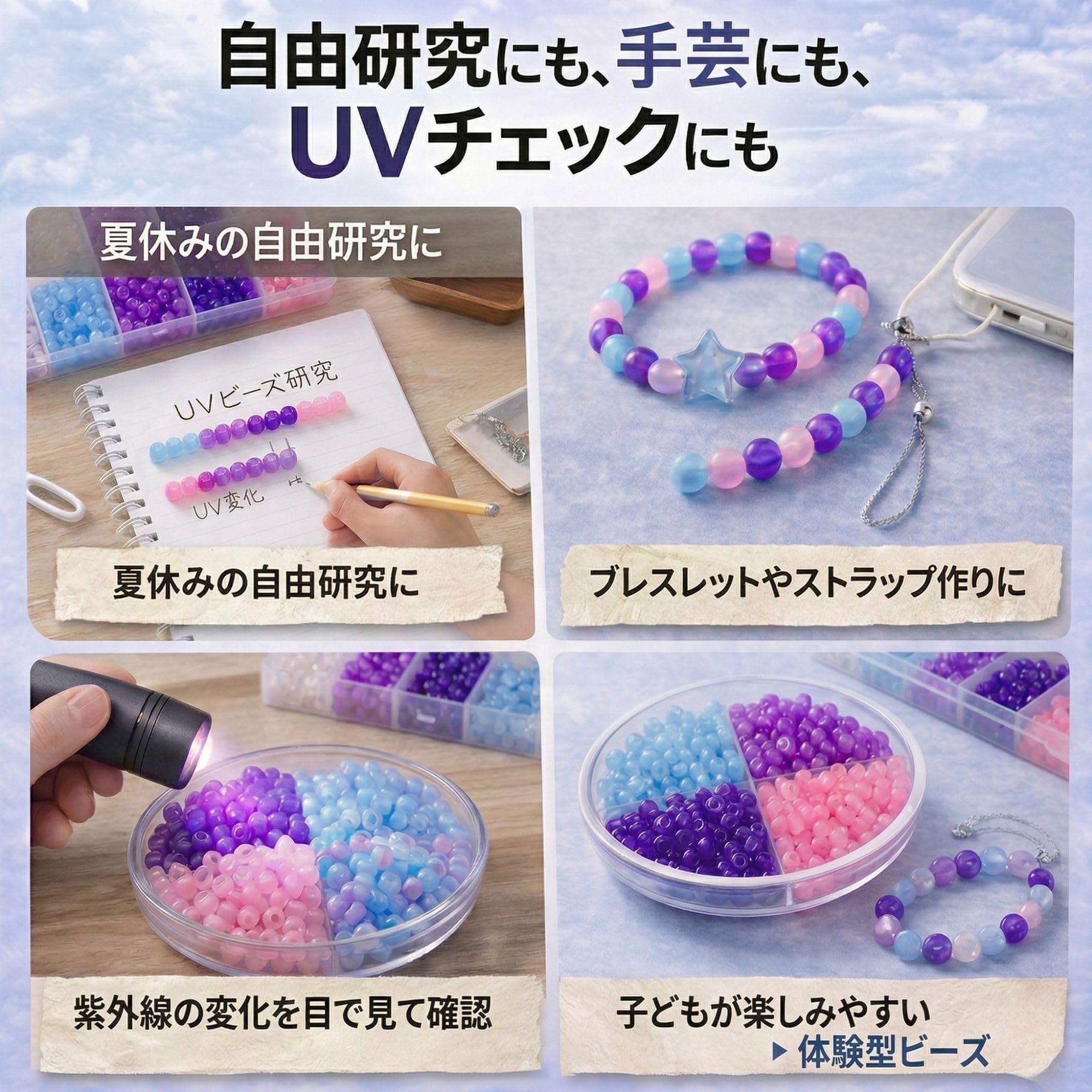 Amazon.co.jp: East Leaf UVビーズ UVチェックビーズ 4色400個セット