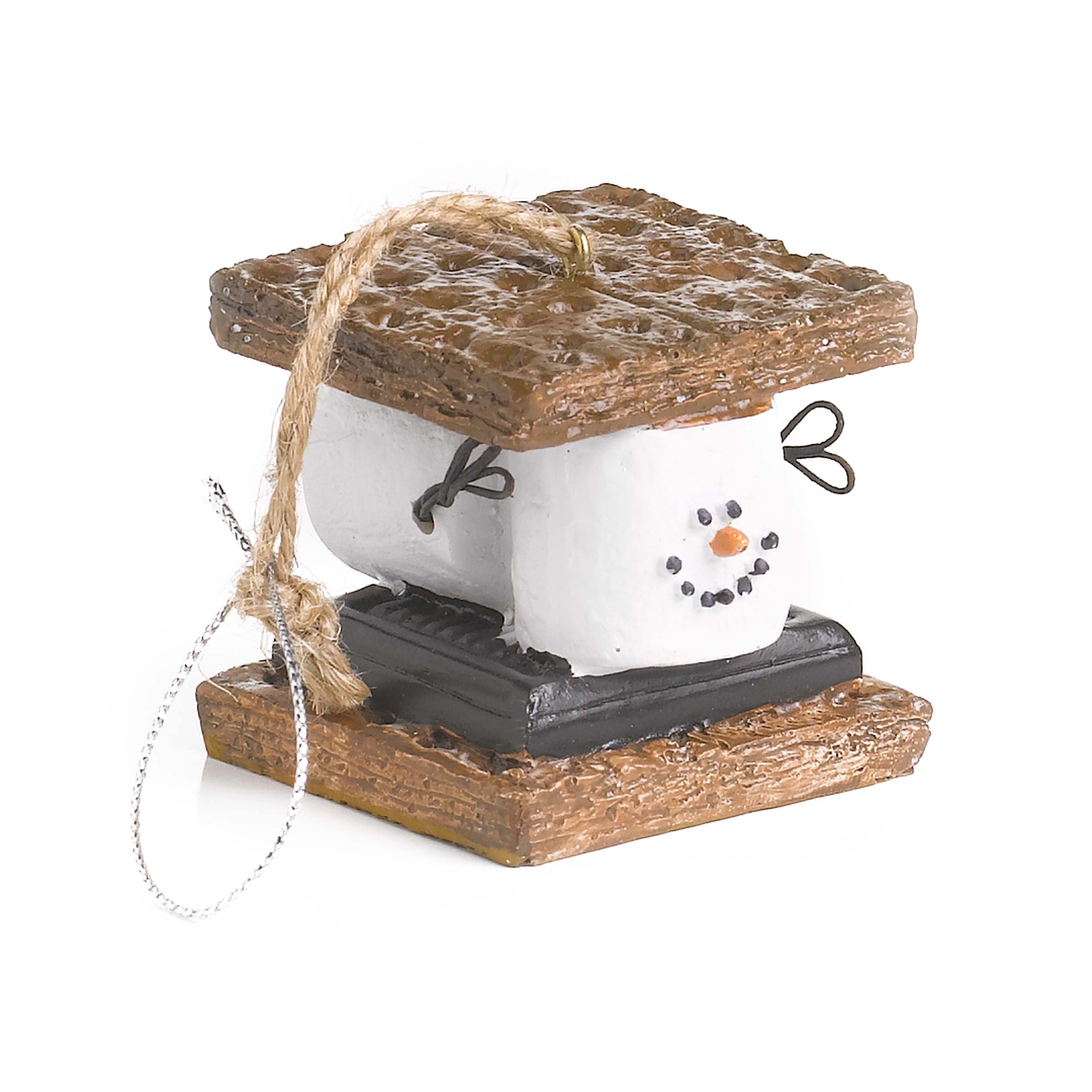 Smiling White Chocolate Brown S'mores Sandwich 2 Inch Resin Decorative Holiday Ornament