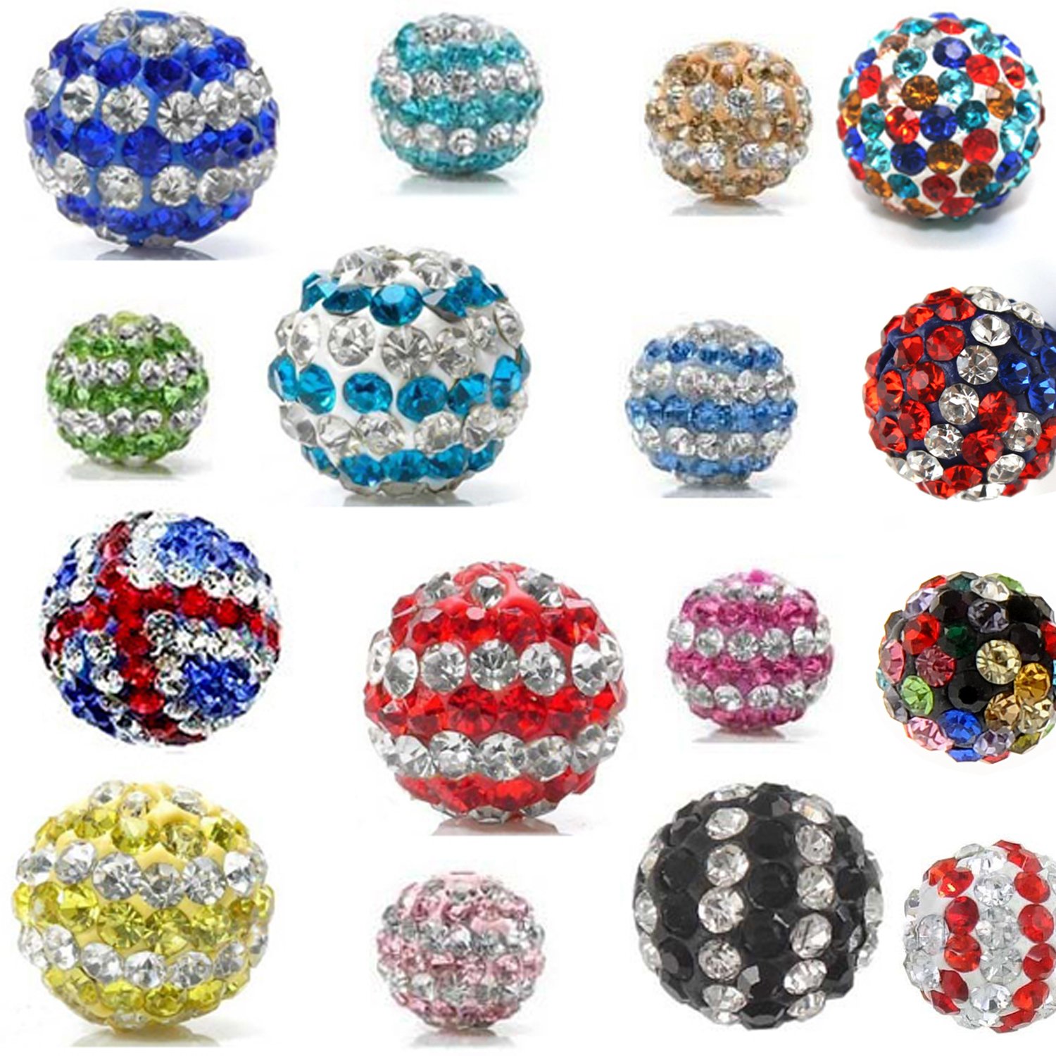 RUBYCA Pave Czeska kryształowa kula dyskotekowa glina koraliki pasują do biżuterii Shamballa (100 szt., 10 mm, różne kolory)