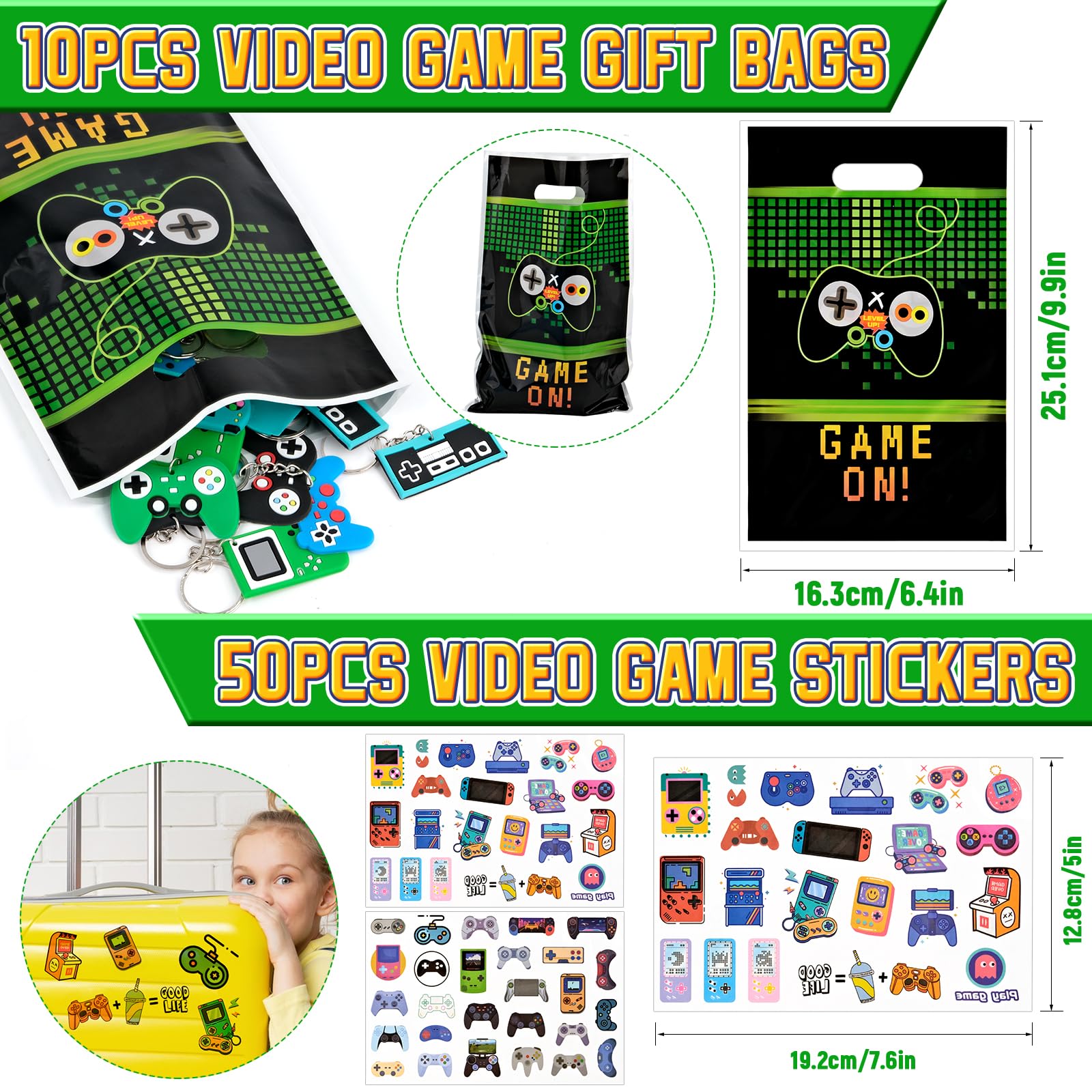 Kit 45 Pezzi Regalini Festa Videogiochi - Braccialetti, Portachiavi E Tatuaggi Per Bambini - Foto 10