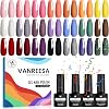 Gel Nail Polish Set, VANREESA 21 Classic Colours Pink Glitter White Wine Red Brown Gray Gel Polish Set Required Soak Off UVLED Lamp Nail Varnish Kit for Women Beauty Gift