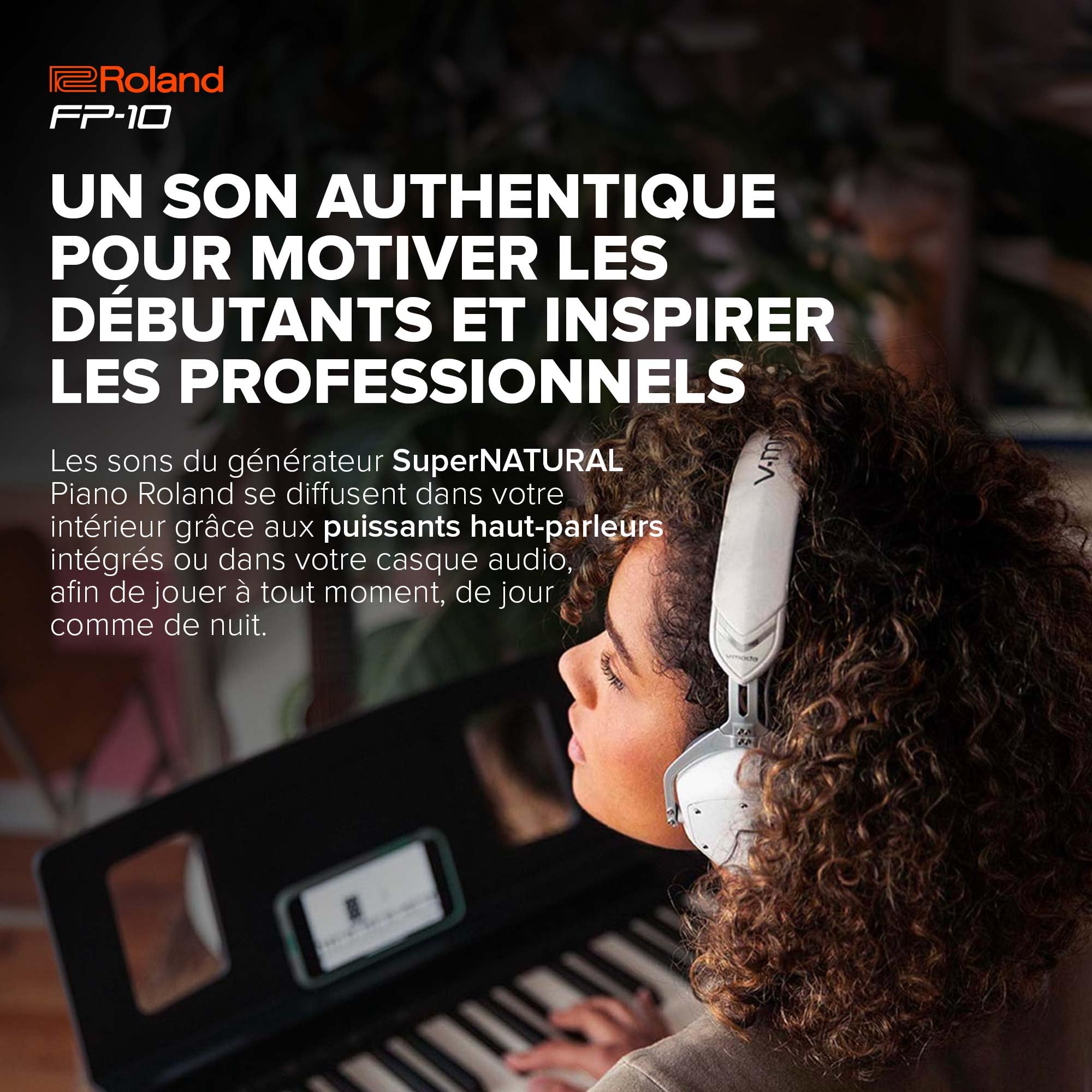FP-10 Roland – Piano numérique à 88 touches avec sons SuperNATURAL Piano et clavier à toucher acoustique authentique | Simple d'utilisation | Idéal pour la maison et pour l'apprentissage