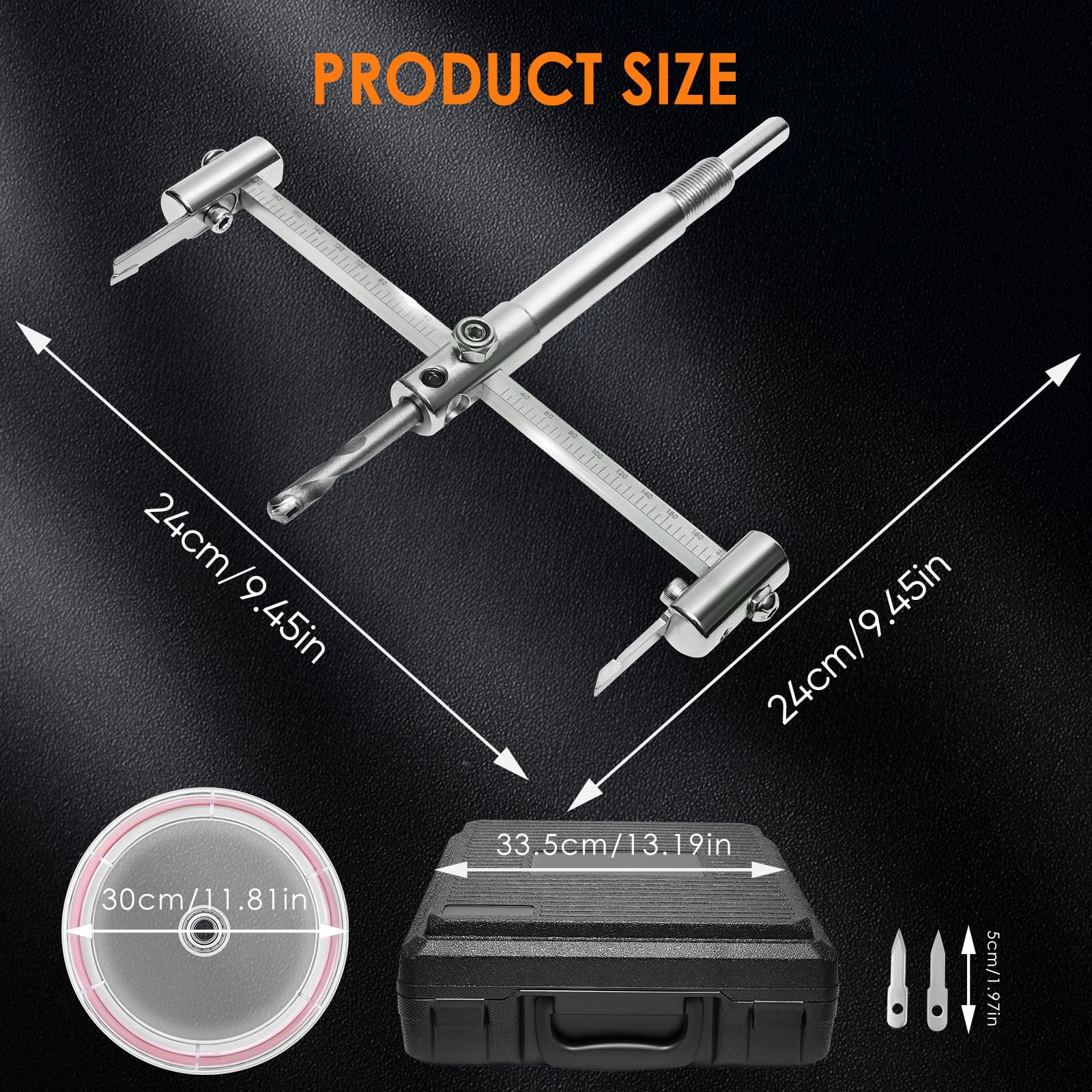 Fresa Circolare Regolabile 40-200mm con Coperchio Antipolvere, Fresa per Cartongesso, Sega a Tazza Circolare per Legno, Cartongesso, Plastica e Compensato