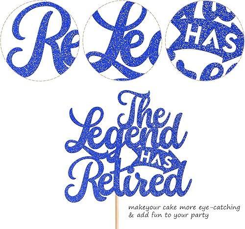 Miniatura 3 de Rsstarxi 1 paquete de 1 decoración para tartas con purpurina Goodbye Tension Hello Pension Cake Pick for Happy Retirement (La leyenda ha jubilado)