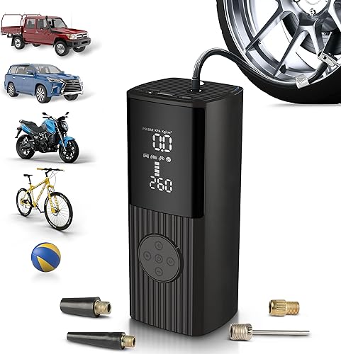 EcoNour Inflador de neumáticos, compresor de aire portátil de 150 PSI, mini bomba de aire para neumáticos de automóvil, bomba eléctrica inalámbrica