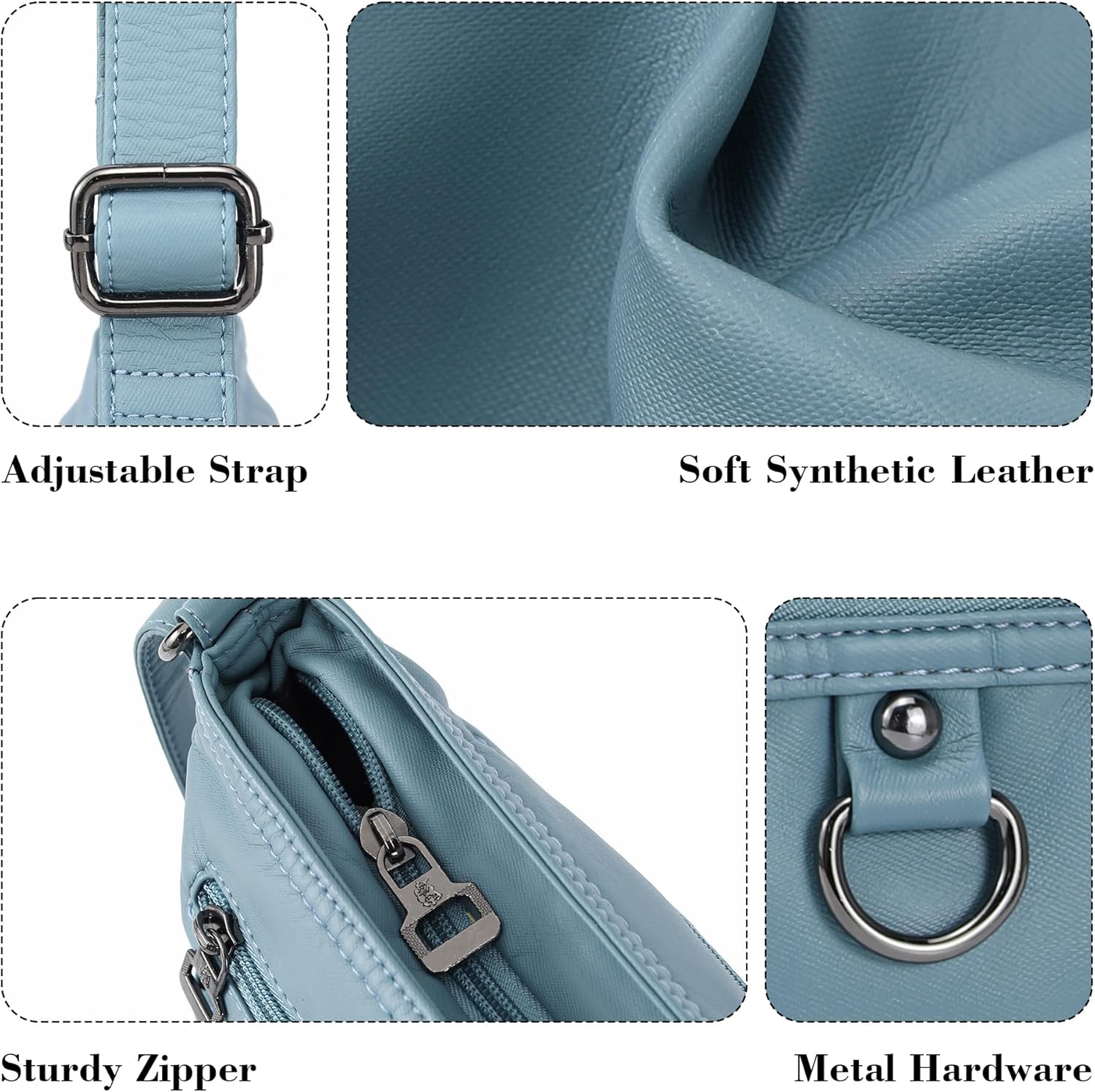 MINICAT Crossbody Purses for Women Multi Pocket Crossbody Bag Soft Leather Cross Body bag for Woman Small Shoulder Bags - Image 6