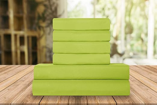 Elegant Comfort Luxury Soft Bed Sheets 1500 Premium Hotel Quality Microfiber Softness Wrinkle and Fade Resistant (6-Piece) Bedding Set, California King, Neon Green