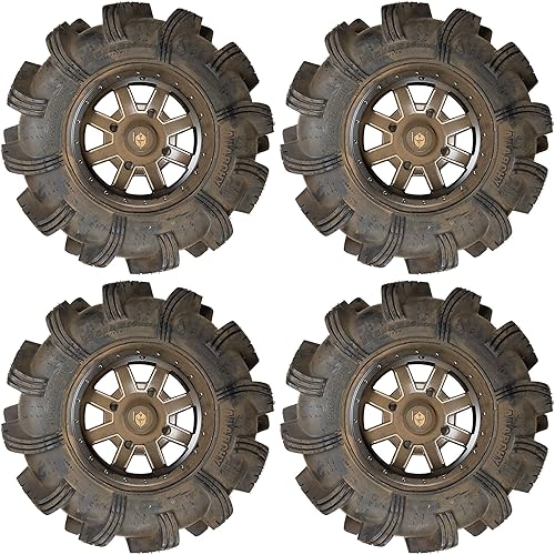 Pro Armor Matte Black Reblr & Anarchy 29.5R14 Wheel Tire Combo Set of 4 2881385 