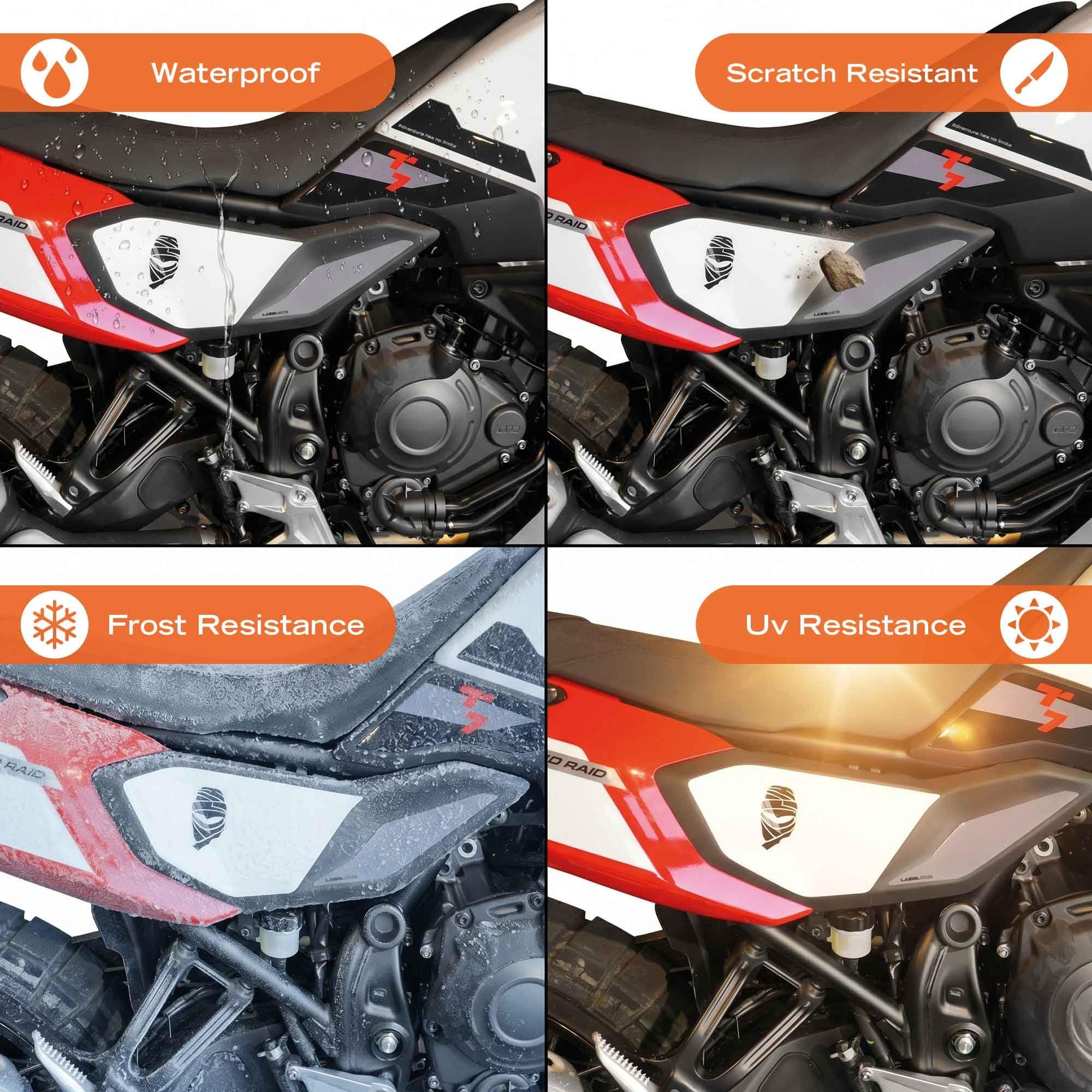 labelbike Boczne naklejki motocyklowe 3D kompatybilne z Yamaha Tenere 700 World Raid 2026 czerwone
