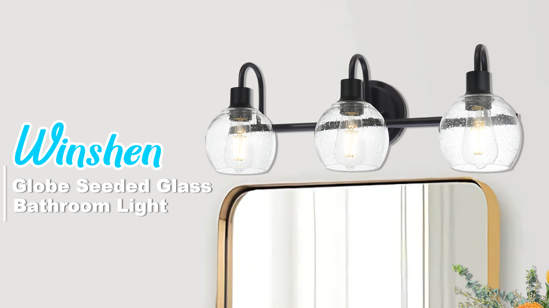 Image of 5-Lights Black Bathroom Vanity Light Fixtures Over Mirror, Modern Vanity Wall Sconce Lighting with Globe Seeded Glass Lampshades for Bedroom Kitchen Hallway