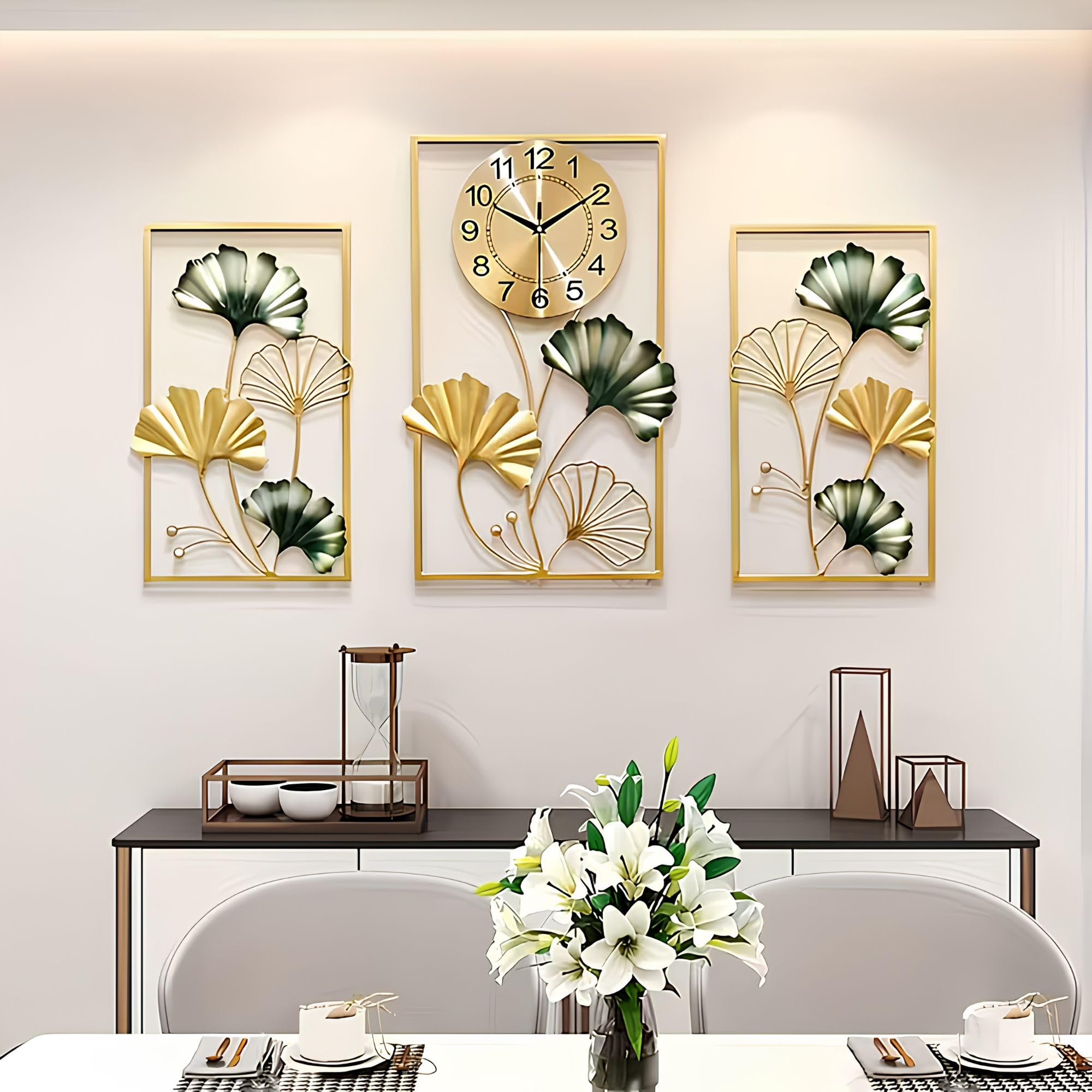 Metal Wall Clock for Living Room Stylish Antique Big Wall Decor Clock Metal Unique Wall Clock for Home Decor (Set of 3)-picture-20