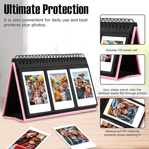 Miniatura 3 de Mini álbum de fotos para cámara Fujifilm Instax Mini, álbum de fotos de 96 bolsillos para Polaroid, álbum de pantalla de escritorio de cuero para