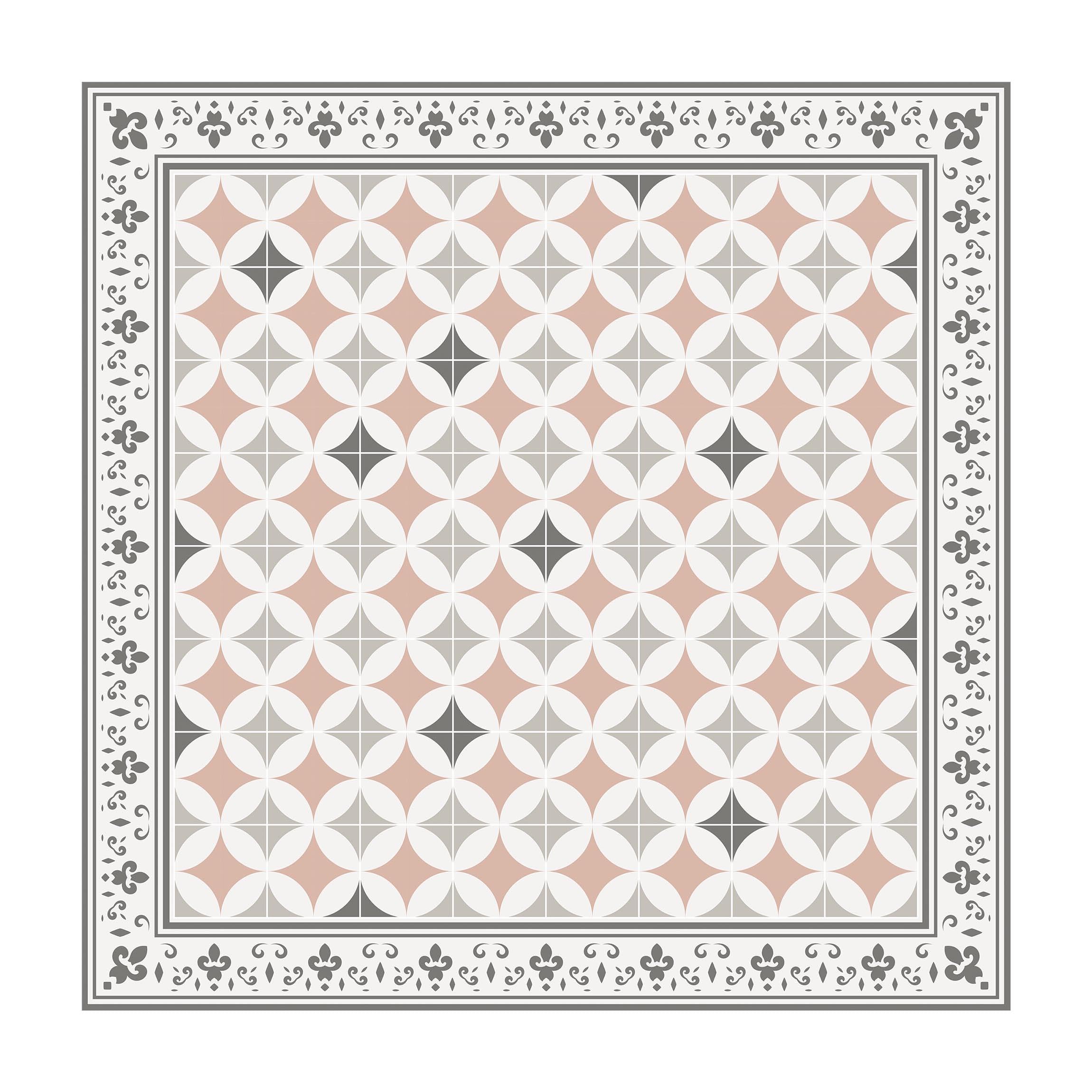 Tapis en Vinyle essuyable à l'eau à Motifs Collage sans Bulles Protection de Sol géométrique Tapis antidérapant Gris Imitation carrelage Cuisine Couloir 3077 (160x160cm)