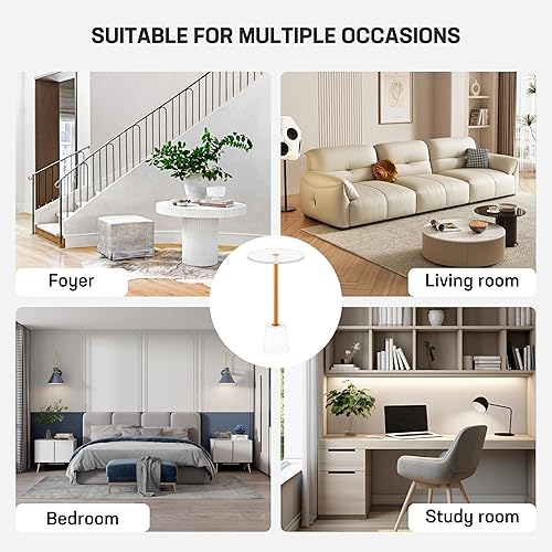 Miniatura 33 de Mesa auxiliar de acrílico transparente, mesa auxiliar gruesa con metal de latón cepillado, mesita de noche transparente, mesas de bebidas para sala