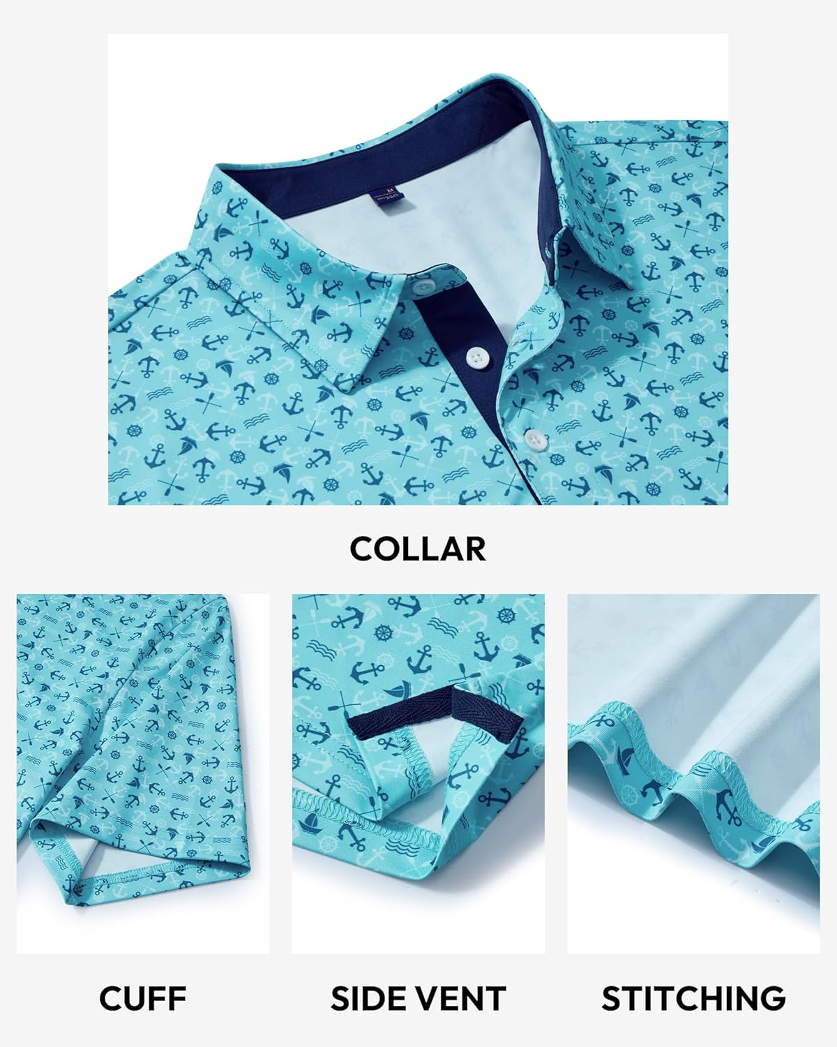 Alimens & Gentle Mens Polo Shirts Short Sleeve Printed Golf Shirt Moisture Wicking Dry Fit Collared Business Casual Tennis - Image 4