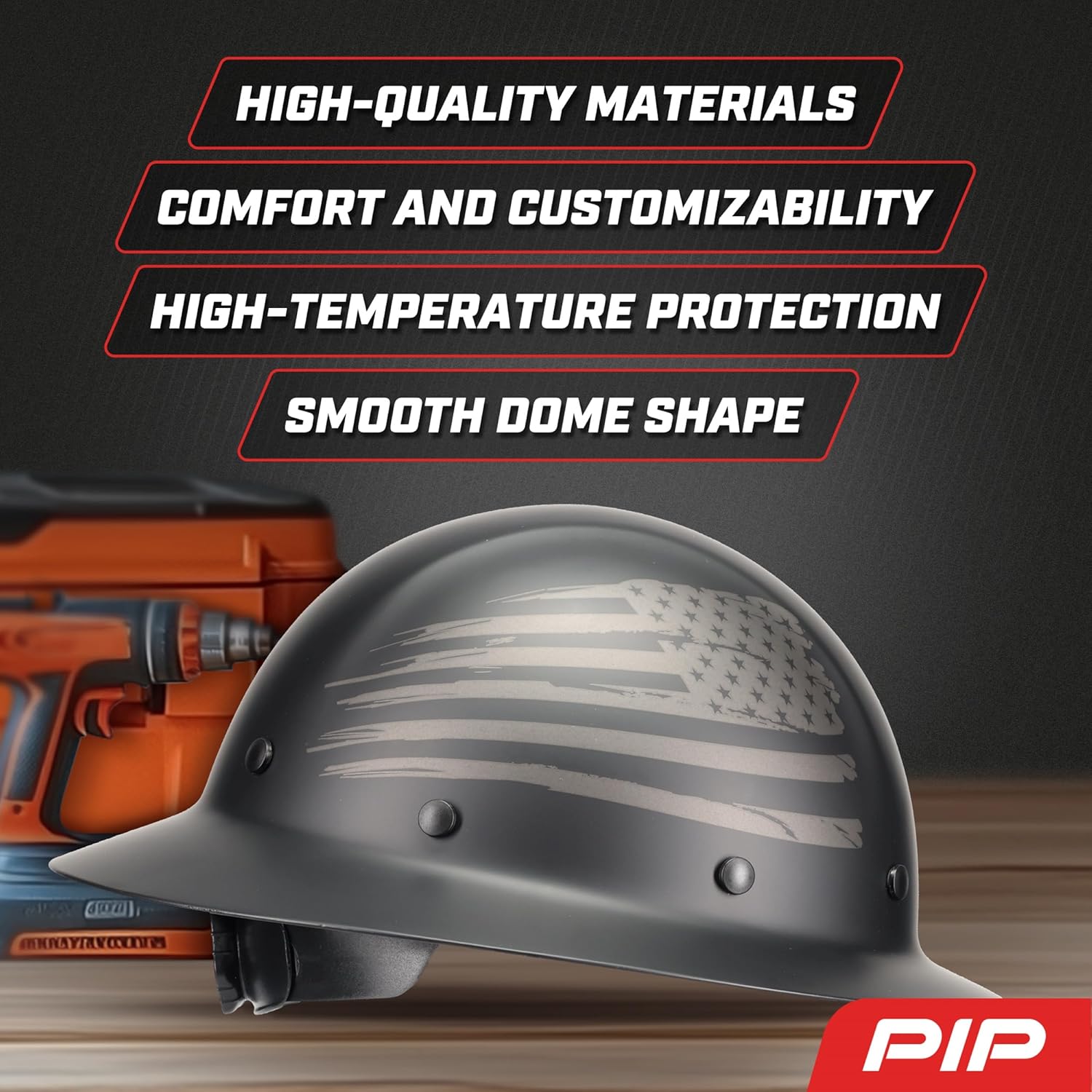 Fiberglass Full Brim Hard Hat with Wheel Ratchet, 8 Point Suspension, ANSI/ISEA Z89.1 Type 1 Certified - Image 3