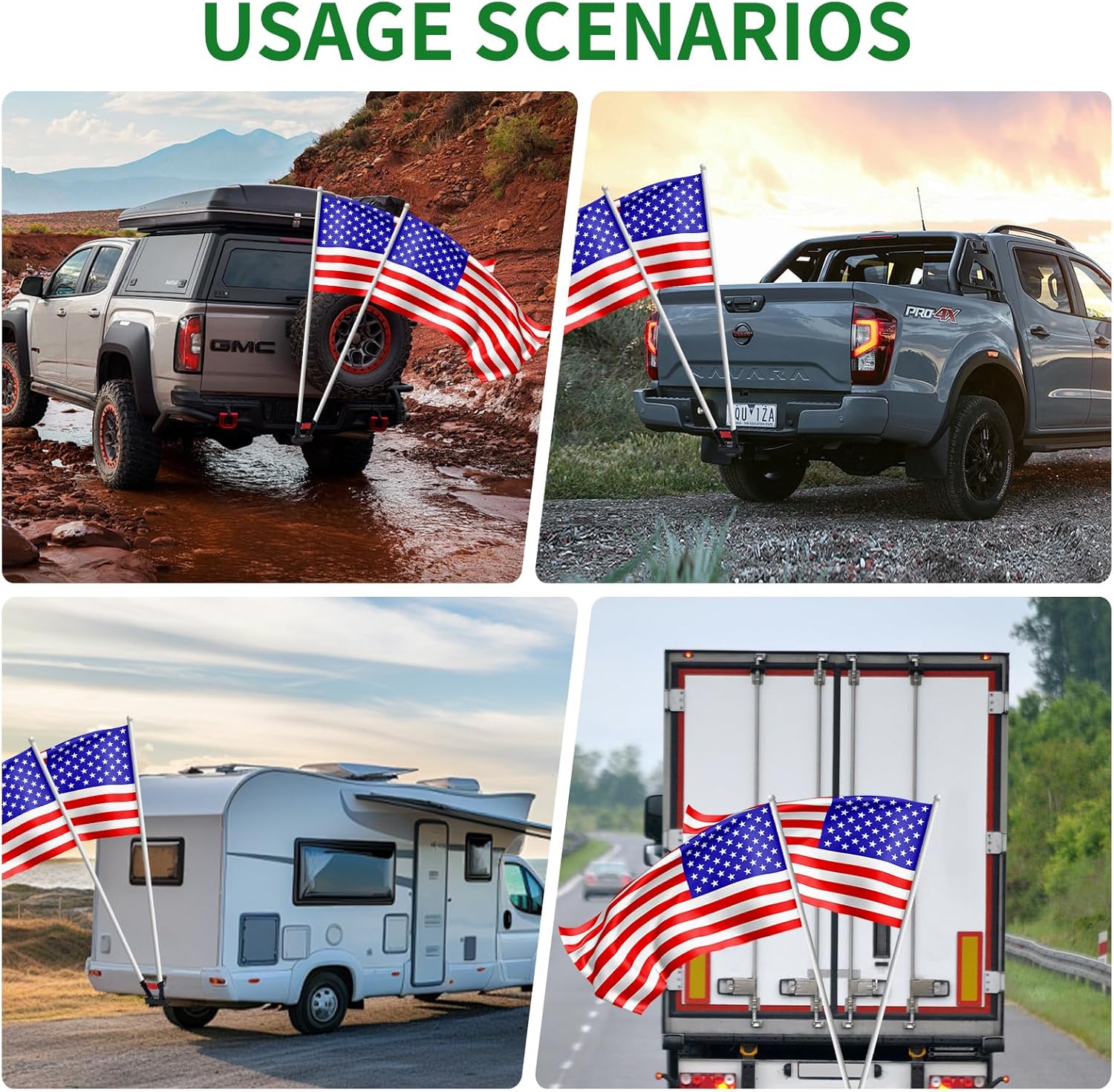 JUST-V Hitch Flag Pole Holder Flagpole Hitch Mount Universal Fits Standard 2" Trailer Hitch, Compatible with Jeep, Truck, SUV, RV, Pickup, Camper Trailer (Two Flagpole) - Image 6