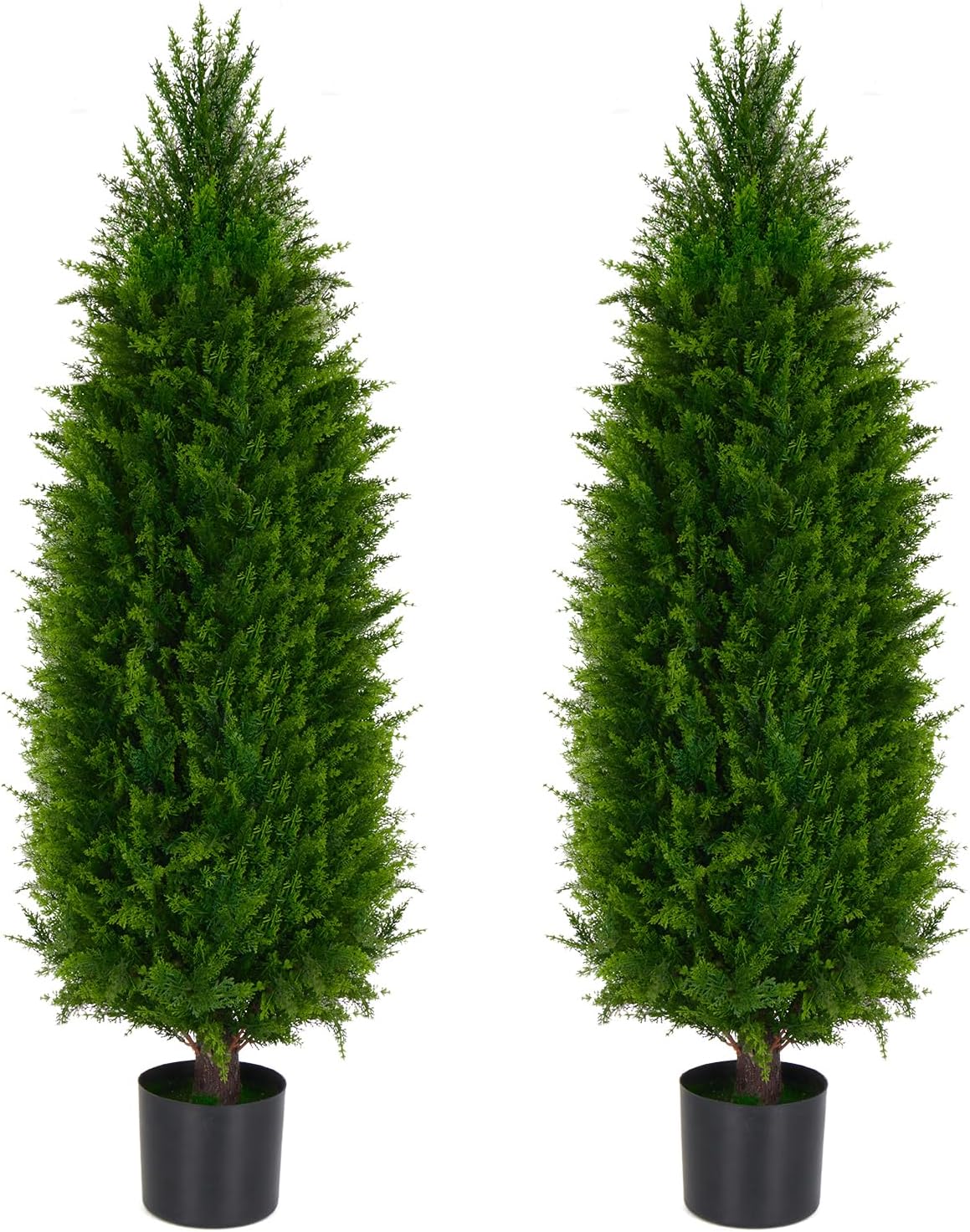 3FT Artificial Topiary Cedar Trees Set of 2 UV Resistant Maintenance-Free Faux Plants for Indoor Outdoor Front Porch Home Garden Decor