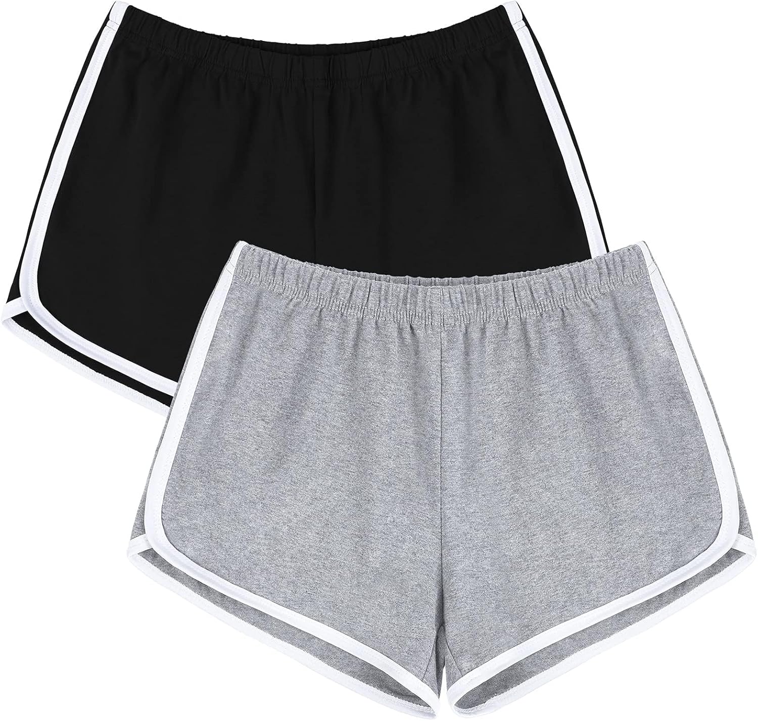 URATOT Women’s Cotton Gym Yoga Summer Running Active Dance Elastic Shorts, Pack of 2