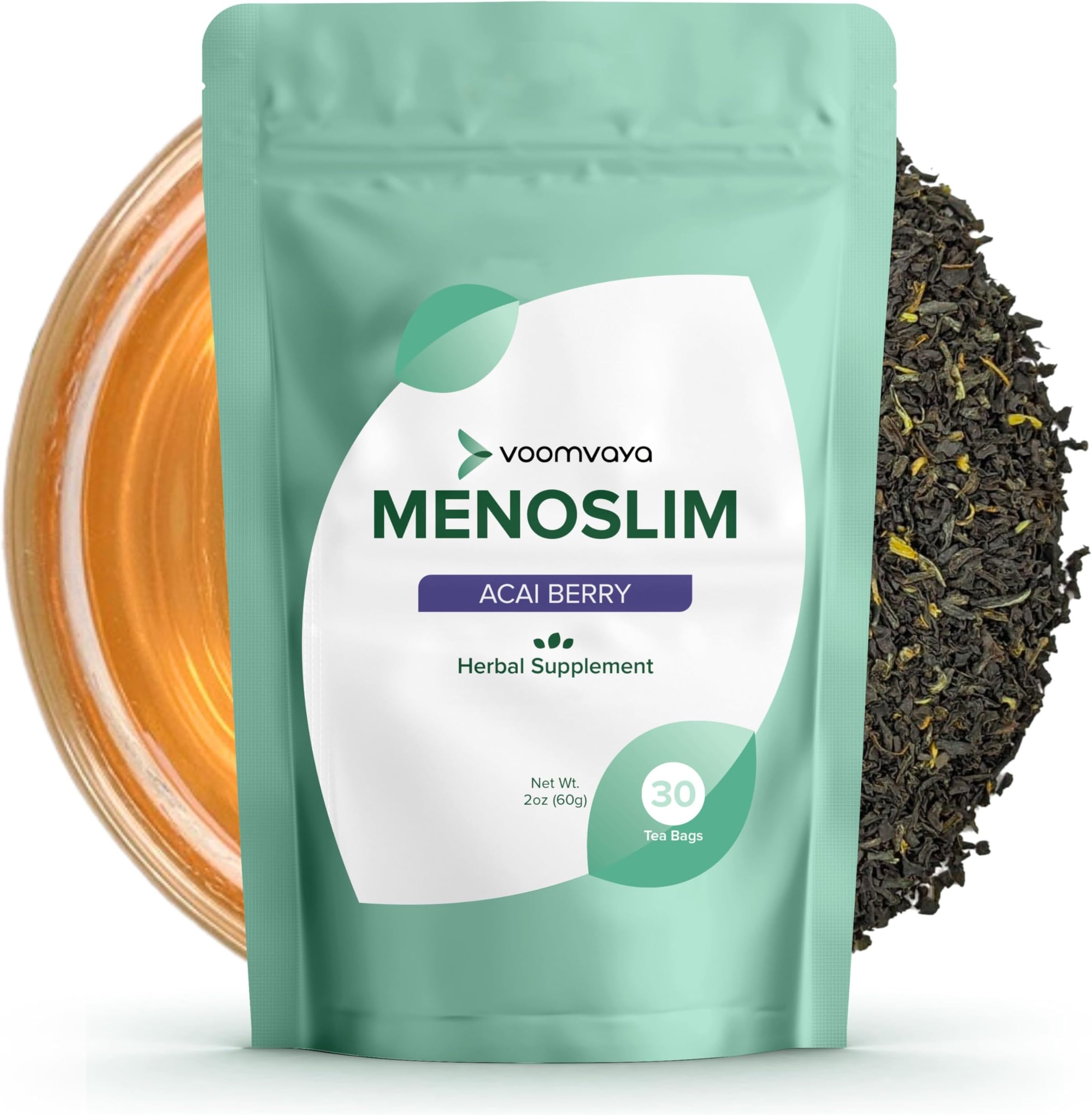 MenoSlim Tea – Menopause & Perimenopause Supplement for Women – Supports Healthy Metabolism & Overall Wellness – Acai Berry Flavor – 30 Tea Bags