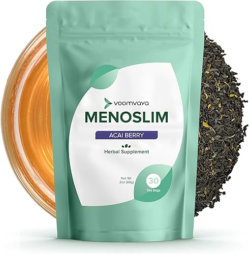 VoomVaya MenoSlim - Suplemento de peso para la menopausia para mujeres té de hierbas con roooibos cardamomo cohosh negro regaliz para sofocos VoomVaya MenoSlim - Suplemento de peso para la menopausia para mujeres té de hierbas con roooibos cardamomo cohosh negro regaliz para sofocos