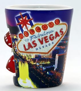 Las Vegas Nevada Glitter Spin Dice Shot Glass