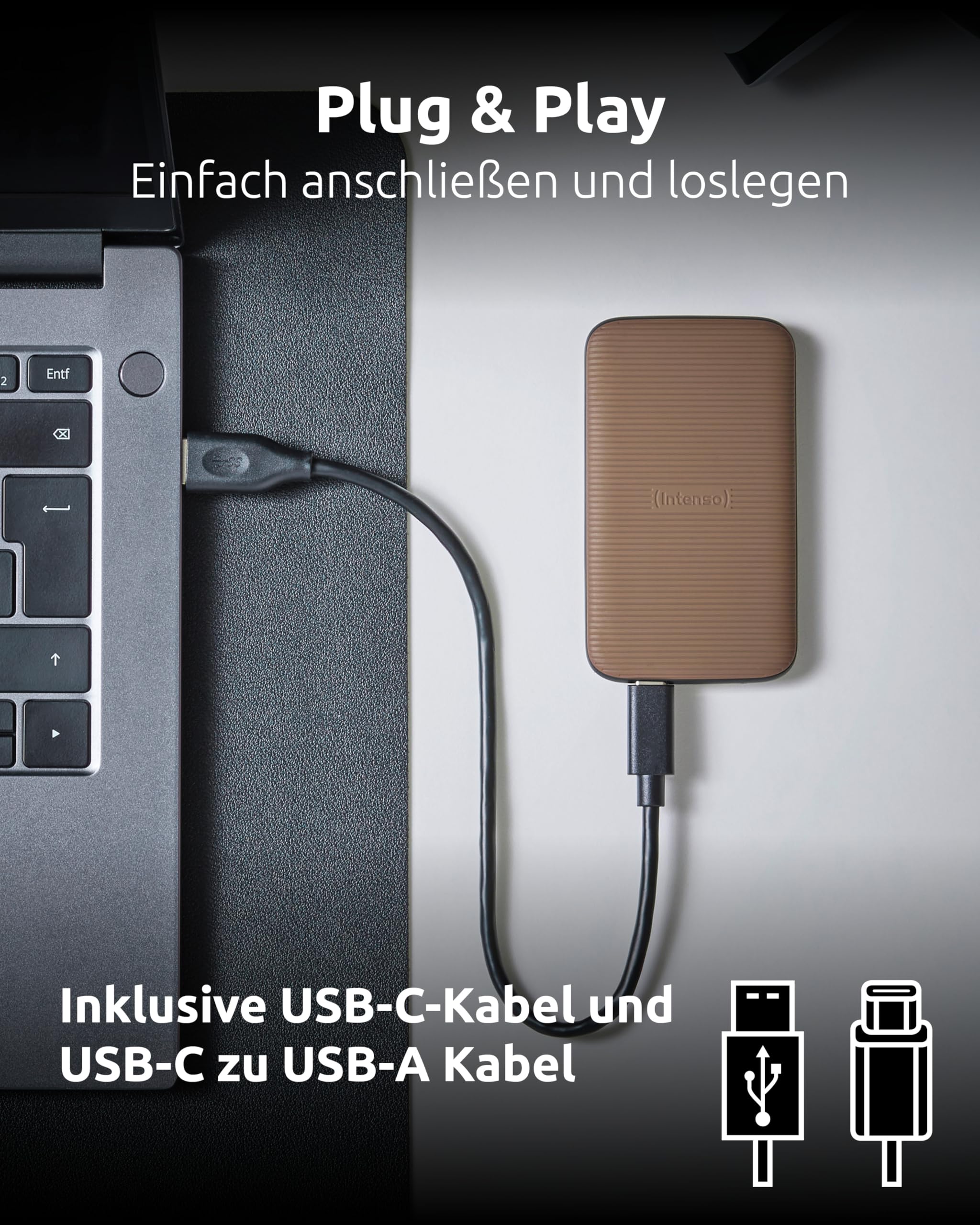 Intenso TX500 Externe SSD 500 GB - USB 3.2 Gen 2x1, bis zu 1000 MB/s, Portable Solid State Drive Festplatte mit USB-C, Kompakter Speicher kompatibel mit Windows, macOS, Android