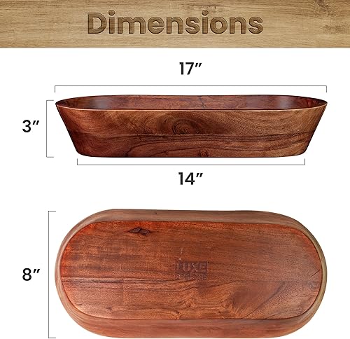 Miniatura 2 de Cuenco de masa de madera  Cuenco de masa rústica de madera de acacia quemada oscura  Cuencos decorativos hechos a mano para decoración del hogar,