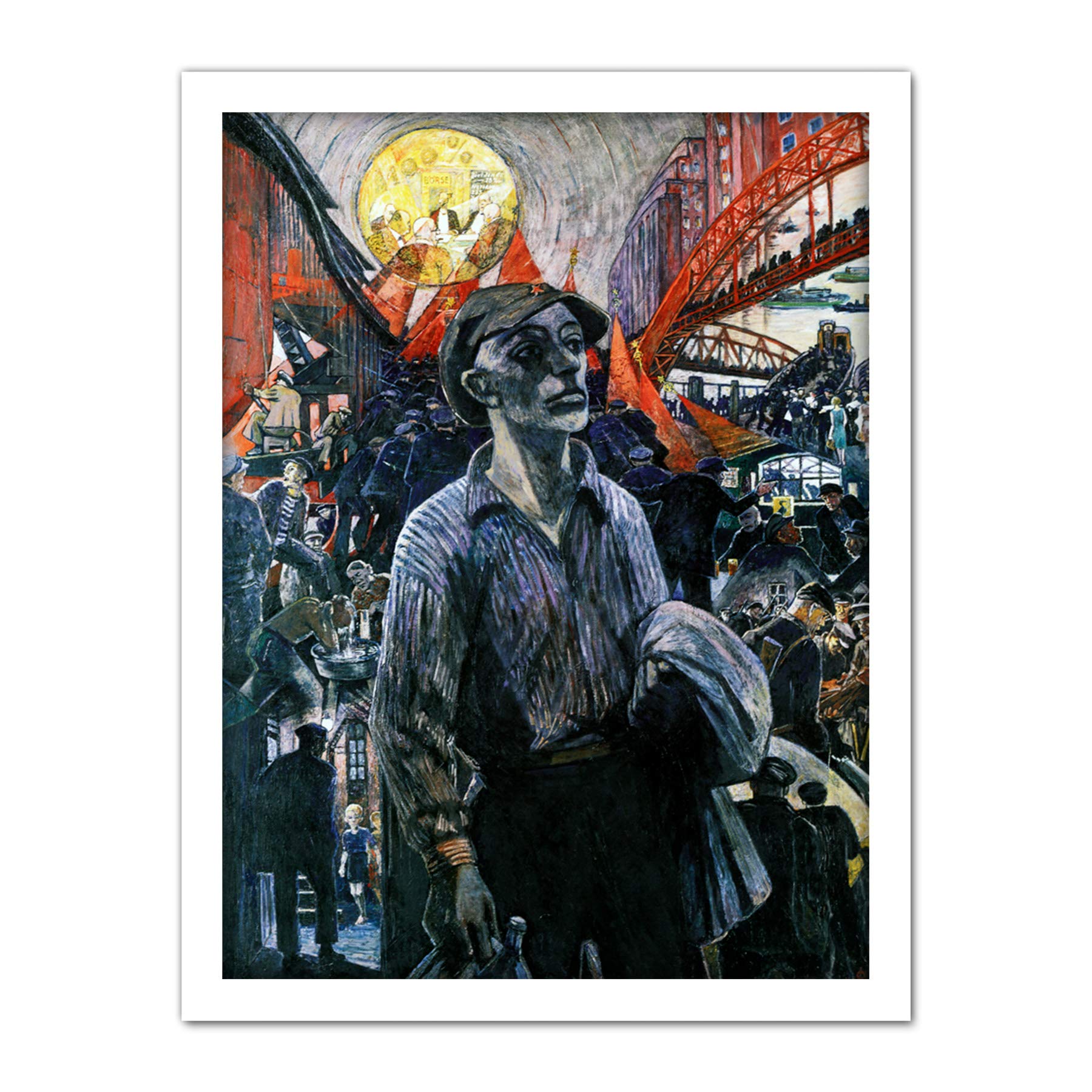 Artery8 Vogeler Hamburger Shipyard Workers 1928 Painting Artwork Framed Wall Art Print 18X24 Inch