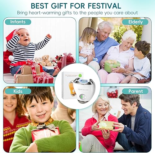 Miniatura 7 de Cortauñas eléctrico automático con luz LED y lima de uñas, pantalla digital LCD de 3 velocidades, almacenamiento de clips de uñas, recortadora de