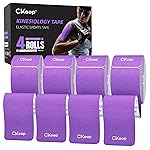 CKeep 4 Rolls Kinesiology Tape, Original Cotton Elastic Athletic Tape, 20 Precut 10 Strips Each, Purple, Ideal for Muscle Support & Injury Prevention